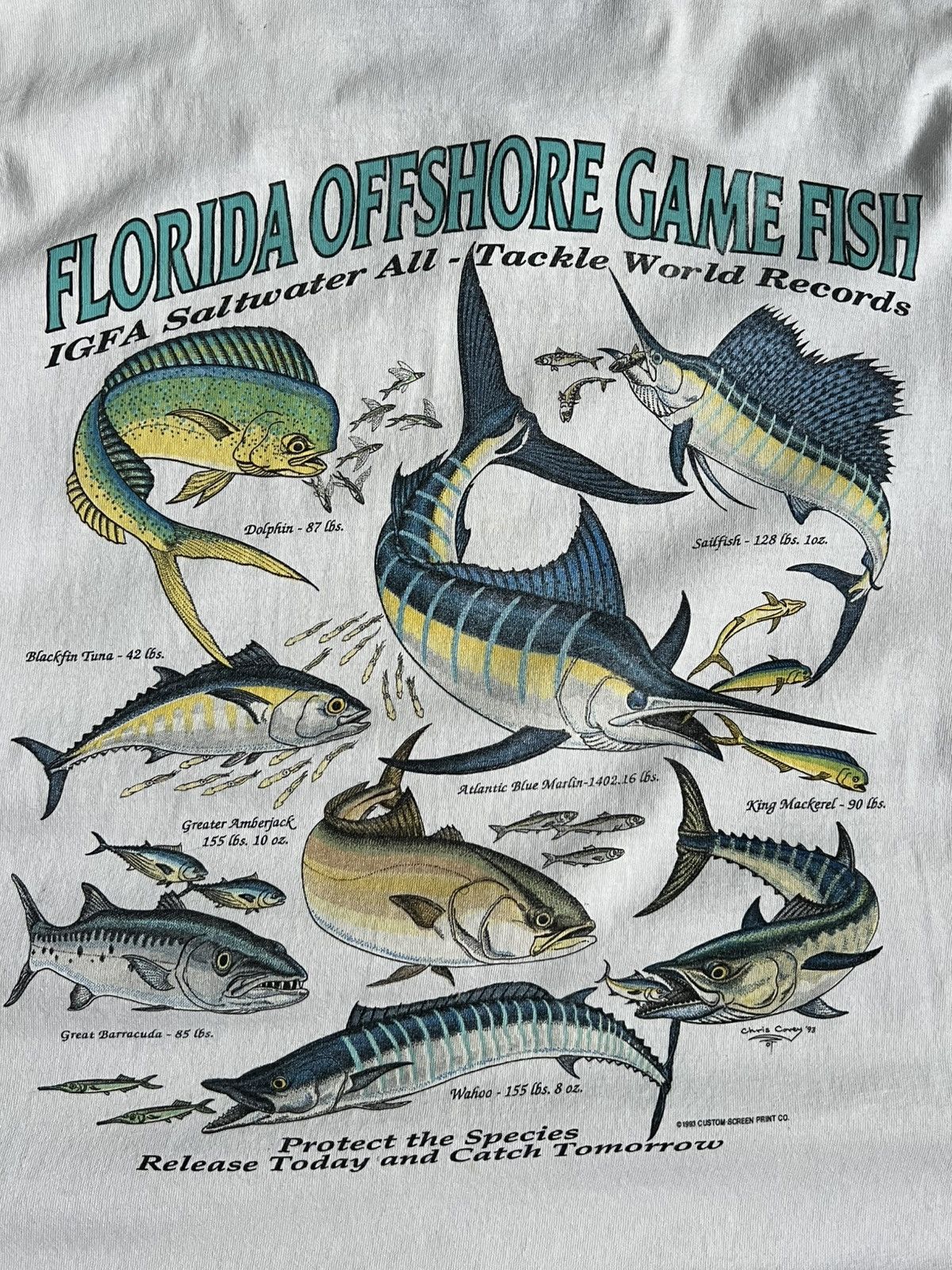 Lee × Vintage Vintage 1993 Lee Florida Offshore Game Fish T-shirt Size US XL / EU 56 / 4 - 9 Thumbnail