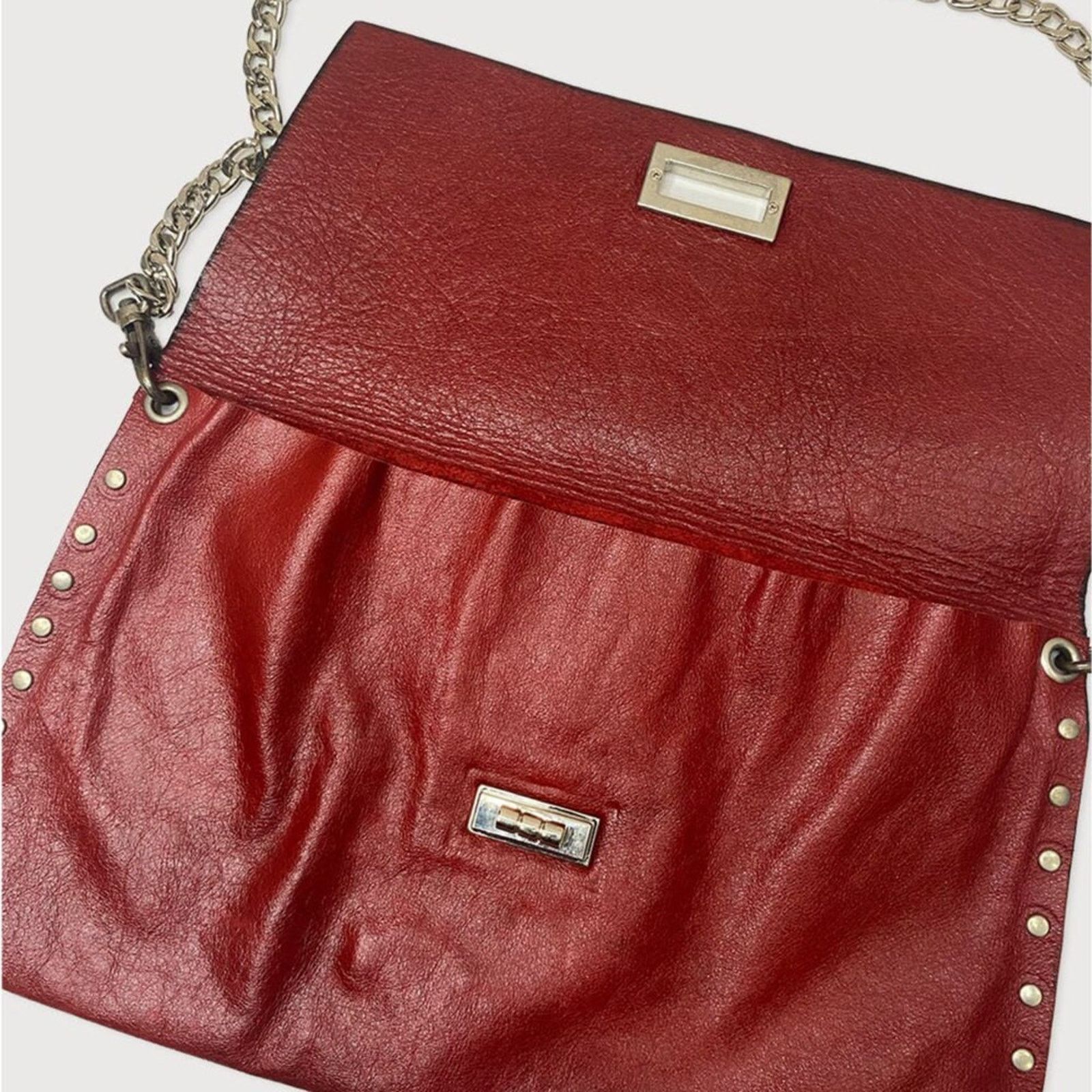 Other Vintage Handmade Red leather & Snakeskin Clutch Size ONE SIZE - 4 Thumbnail