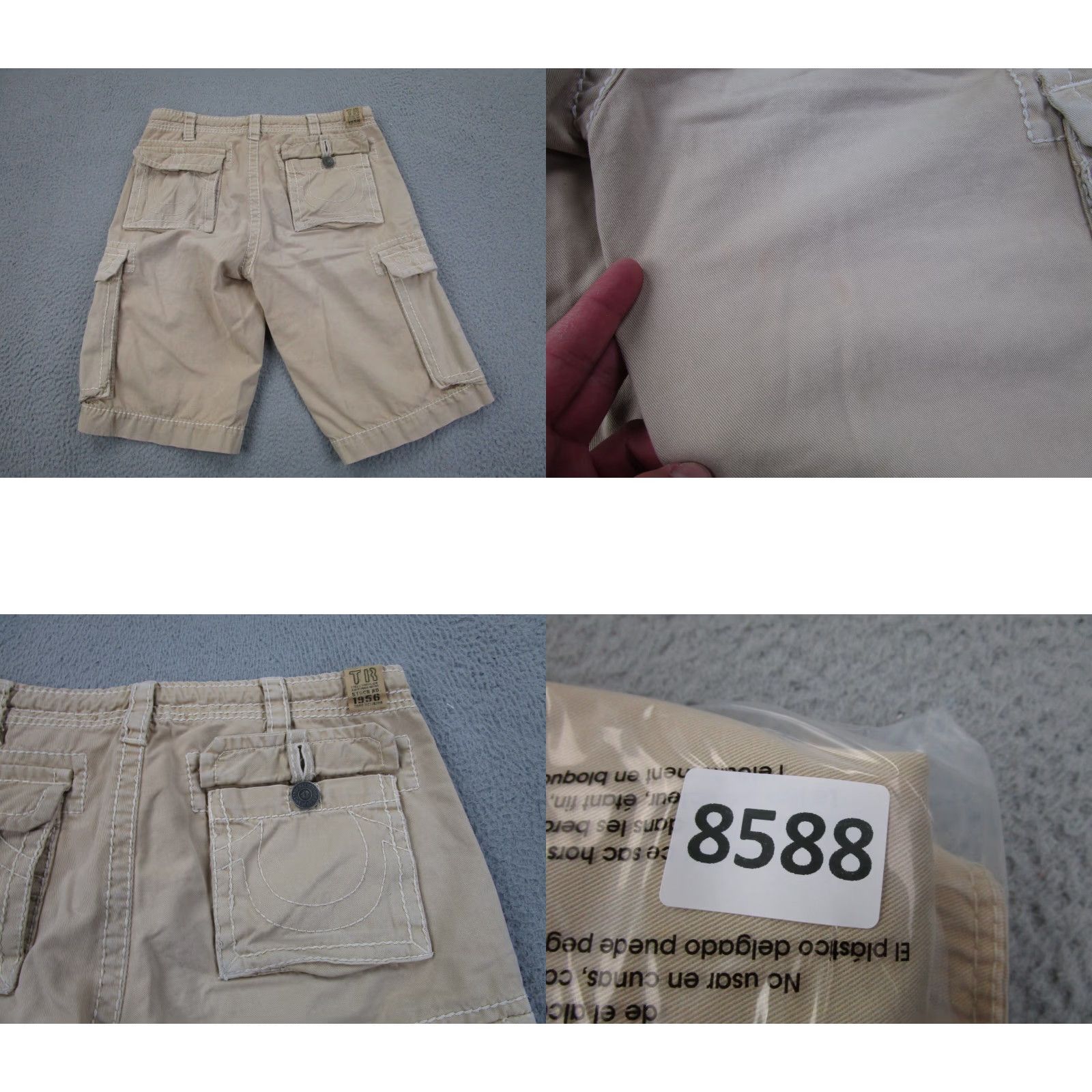 True Religion VINTAGE True Religion Cargo Shorts Mens 31 Beige Cotton Flat Front Pockets Cargo 12in Inseam Mens Size US 31 - 10 Thumbnail