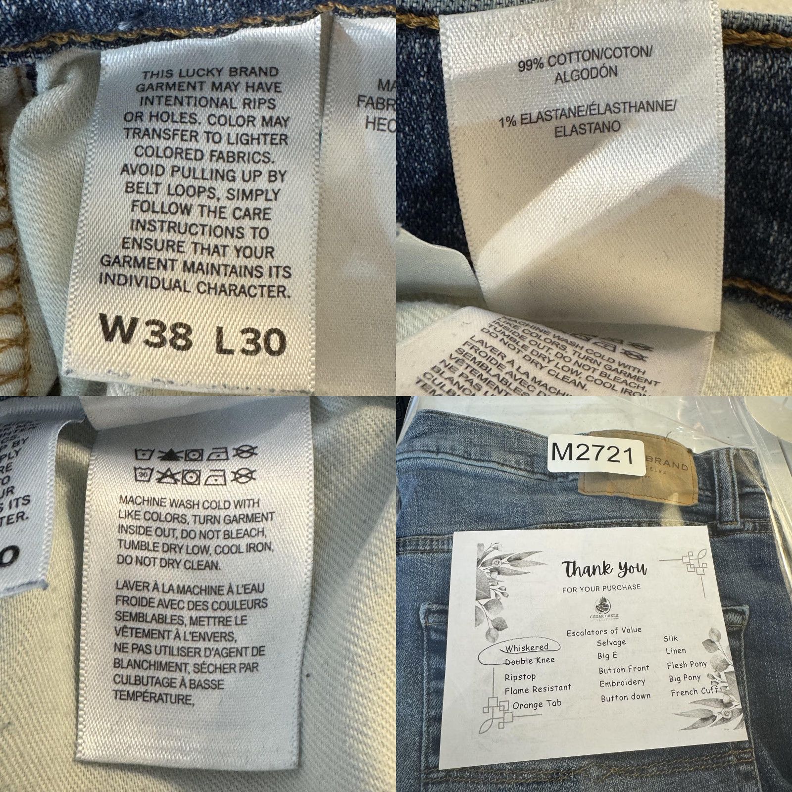 Lucky Brand Lucky Brand 363 Jeans Mens 38x30 Blue Vintage Straight Whiskered Denim Pants Size US 38 / EU 54 - 8 Thumbnail