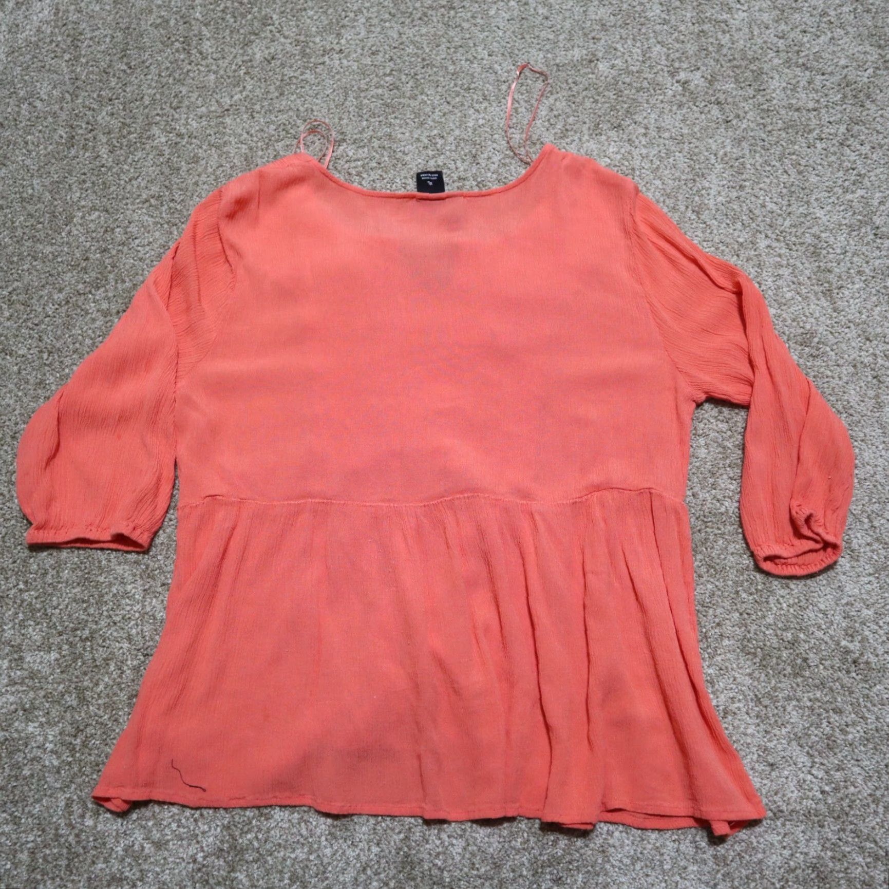 Vintage New Directions Shirt Adult XL Orange Floral 3/4 Sleeve Sequin Womens Size XL / US 12-14 / IT 48-50 - 8 Thumbnail