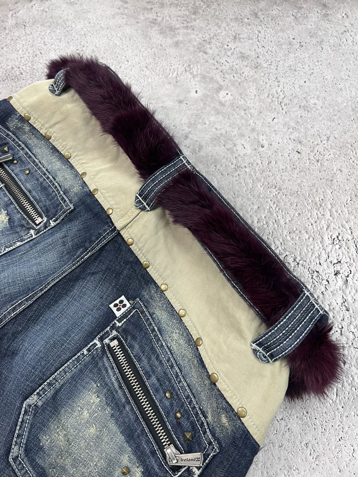 Le Grande Bleu (L.G.B.) × Vintage Vintage Leather Hairy Fur Belt Y2K Cowboys Style Size ONE SIZE - 9 Thumbnail