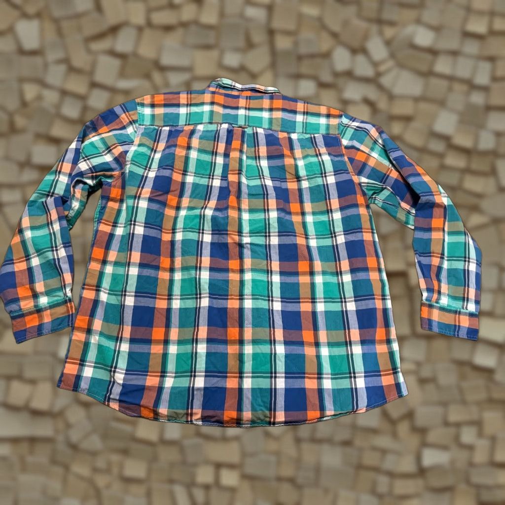 Chaps VINTAGE CHAPS Shirt Men XXL Orange Blue Green Plaid Long Sleeve Button Down Size US XXL / EU 58 / 5 - 1 Thumbnail