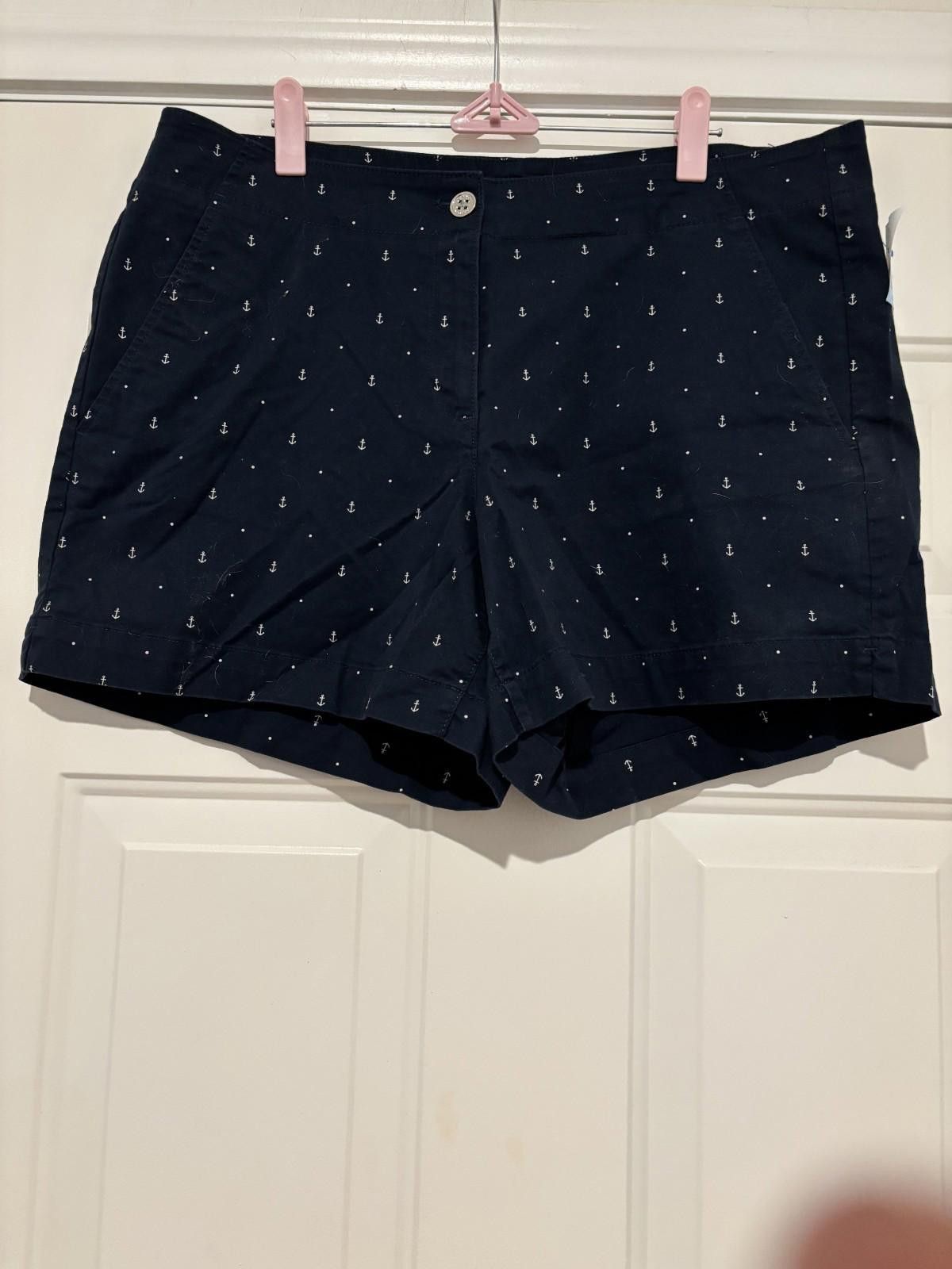 Nautica Womens Nautica beachy navy shorts with anchors sz 14 #371 Size 36" / US 14 / IT 50 - 1 Thumbnail