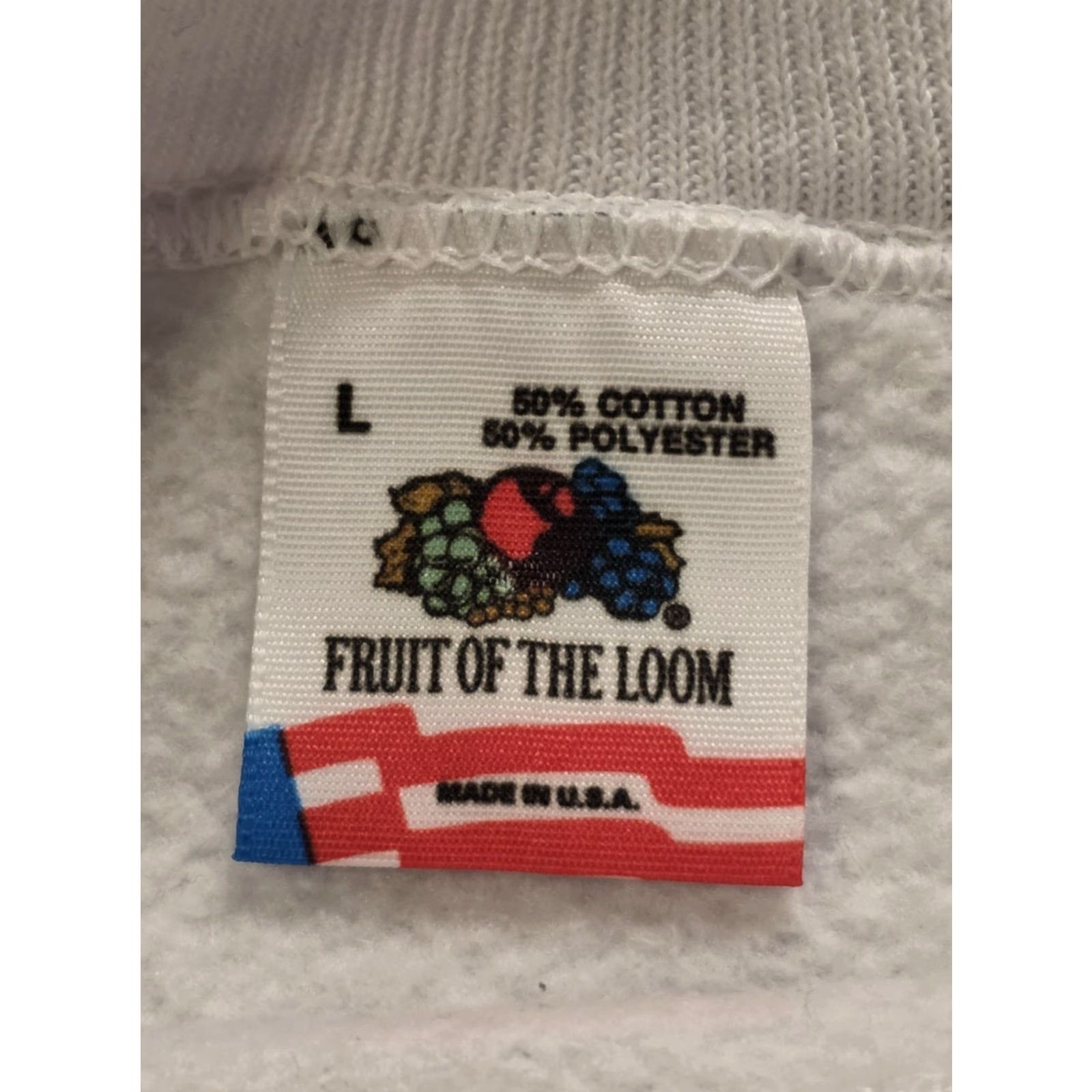 Fruit Of The Loom VINTAGE 80s Fruit Of The Loom Sweatshirt USA White Long Sleeve Crew Neck Graphic Print Pullover Unisex Adults L Size US L / EU 52-54 / 3 - 5 Thumbnail