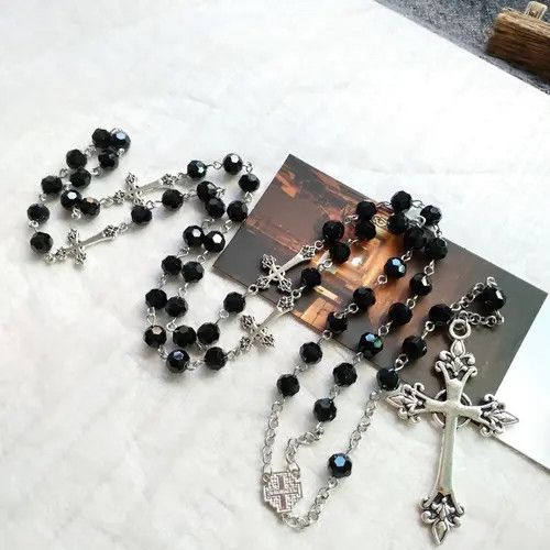 Other Black Crystal Rosary Necklace Size ONE SIZE - 6 Thumbnail