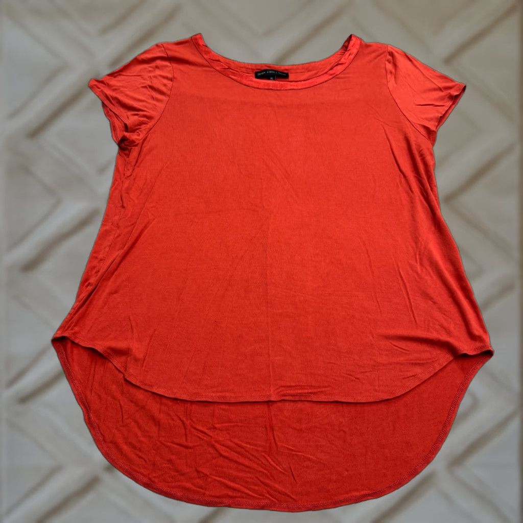 Vintage Joan Vass New York Hi-Lo Tunic Blouse Womens XL Burnt Orange Short Sleeve Top Size XL / US 12-14 / IT 48-50 - 1 Thumbnail