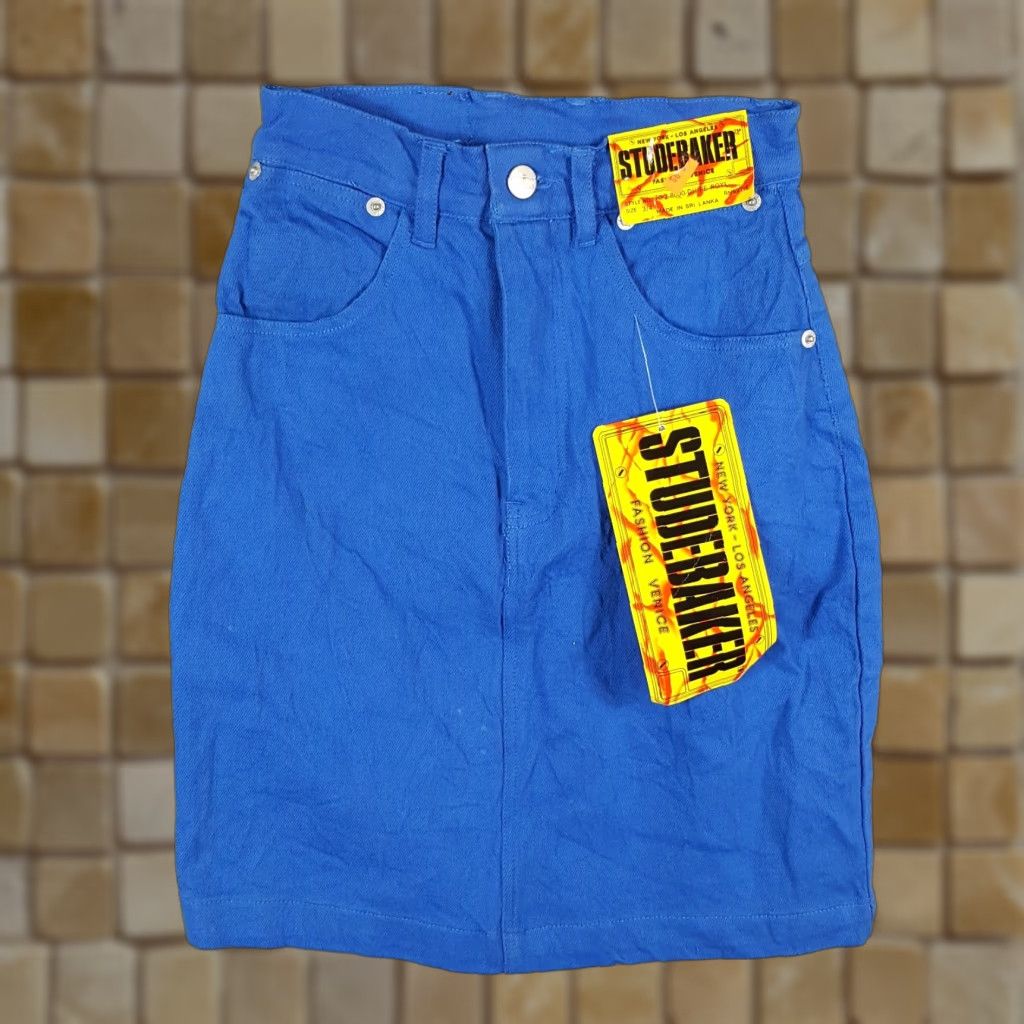 Vintage VINTAGE Studebaker Denim Skirt Mini High Waist - Size 4 - Blue 90s - Womens Size 27" / US 4 / IT 40 - 1 Thumbnail
