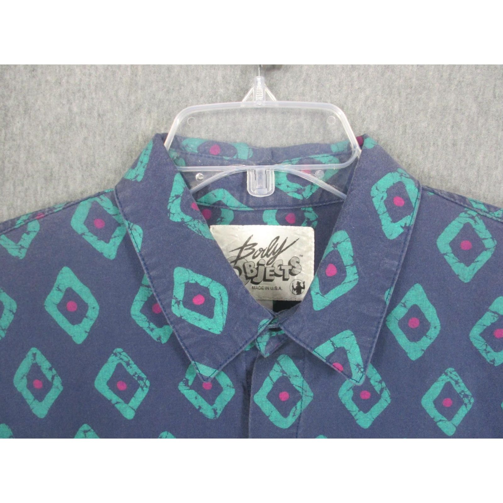 Vintage VINTAGE Body Objects Shirt Mens Large Blue Geometric Short Sleeve Made USA Size US L / EU 52-54 / 3 - 3 Thumbnail