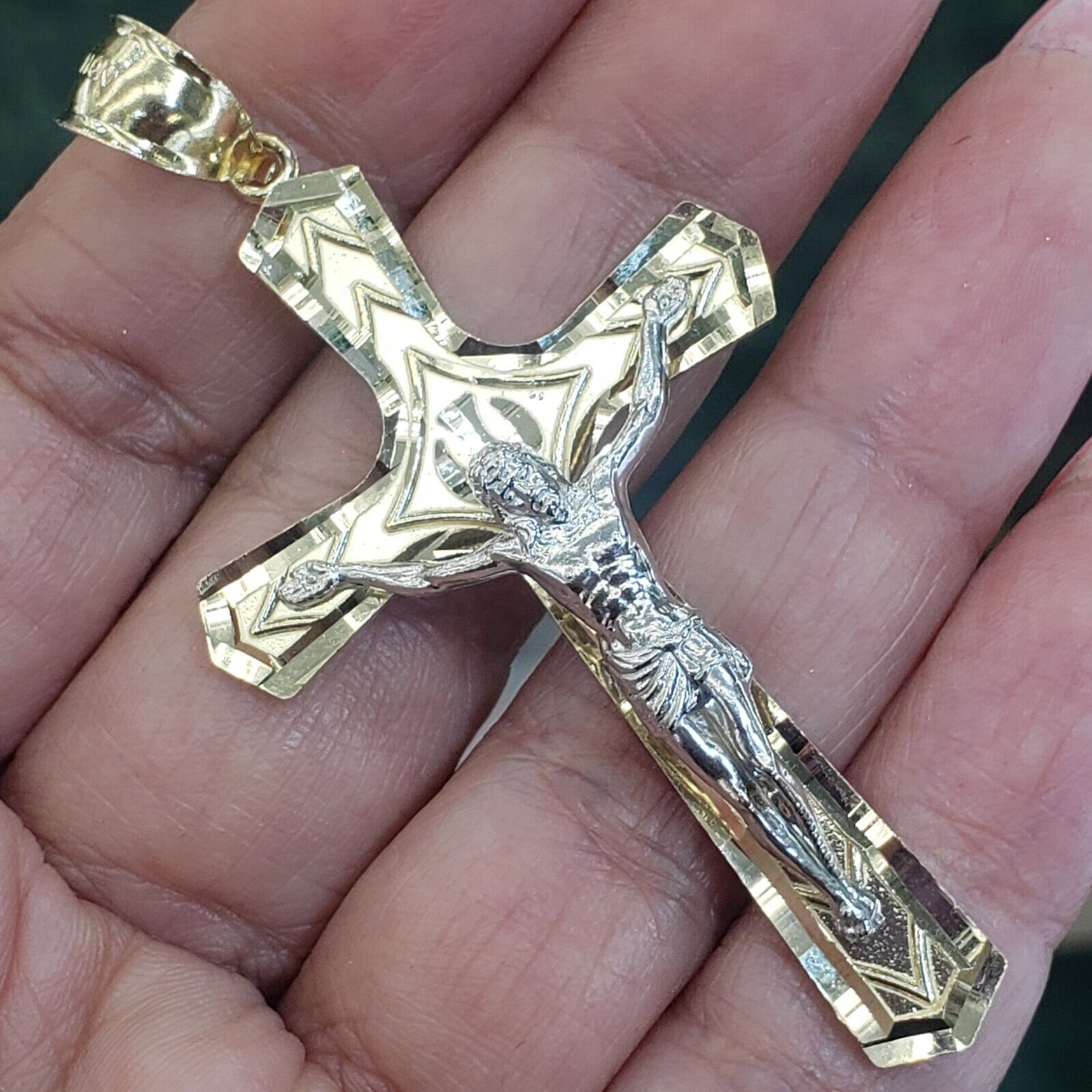 Other Big Two tone 14k Gold Jesus Crucifix Cross Pendant Size ONE SIZE - 23 Thumbnail