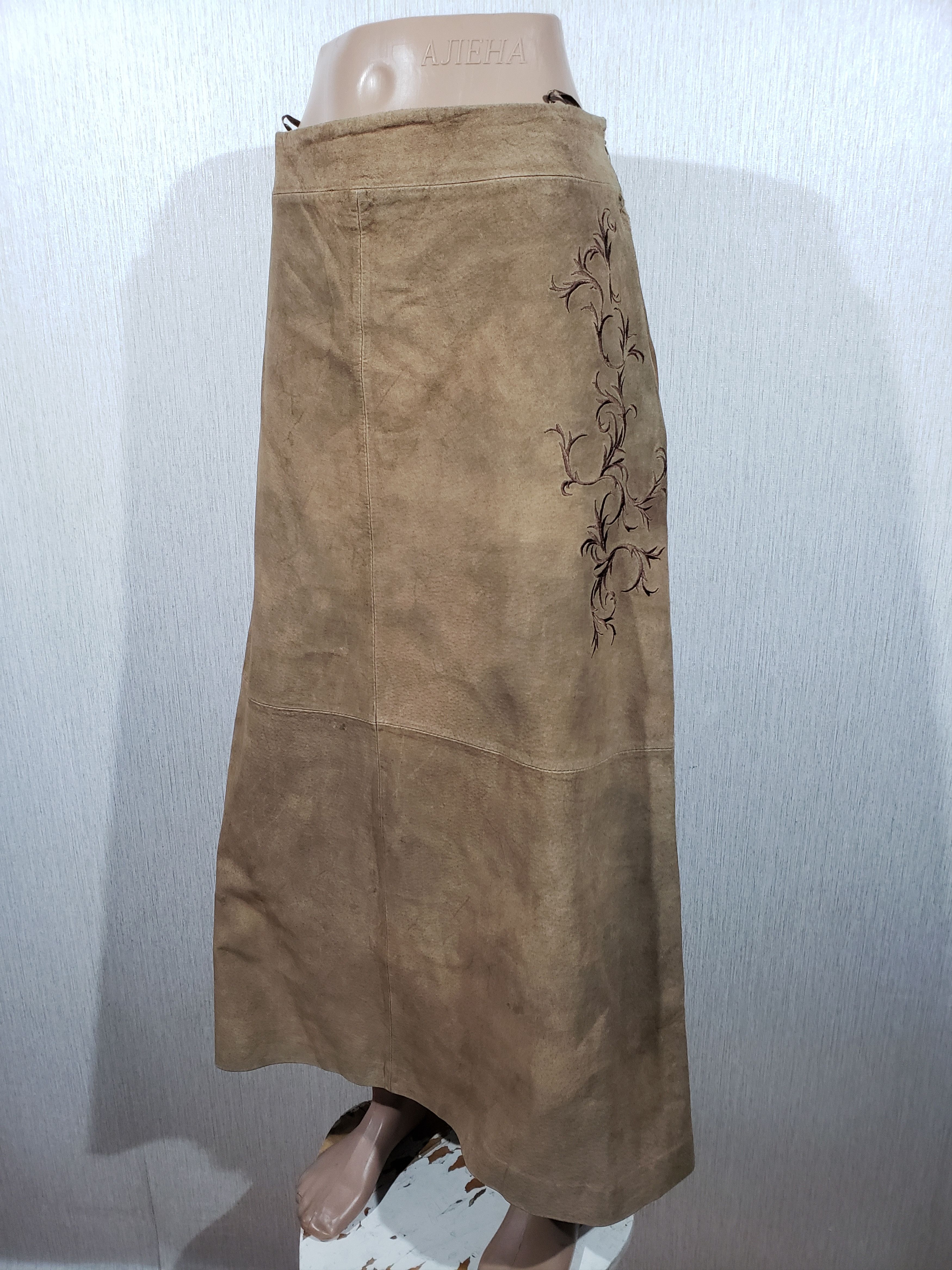 image of Art Brown Flared Skirt Made Of Genuine Leather, Women's (Size 33)
