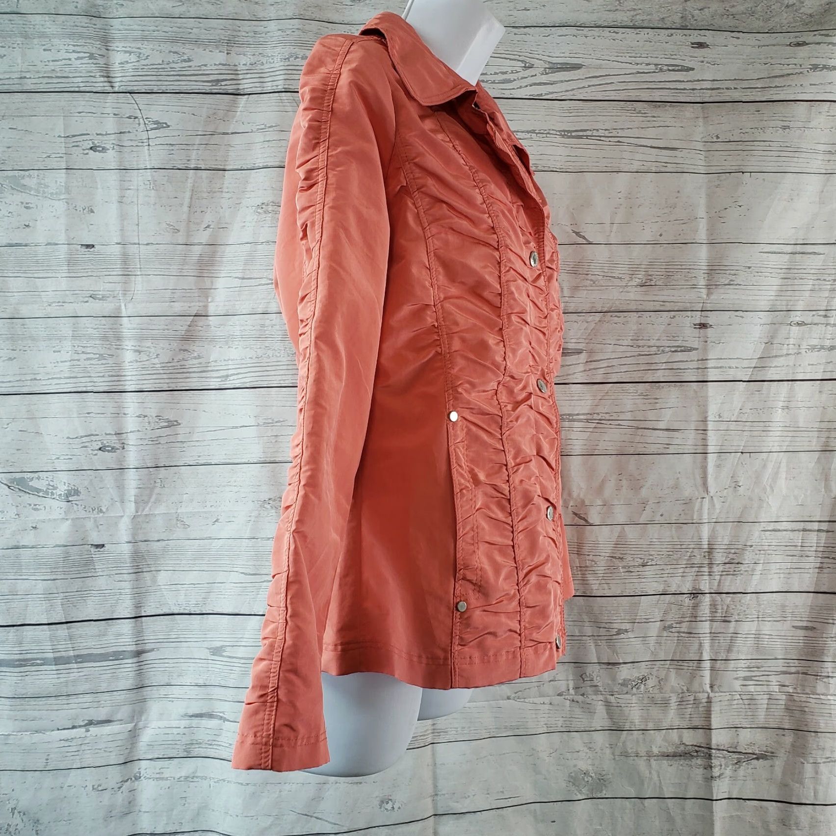Vintage Chicos Zenergy Jacket Sz Small Solid Orange Windbreaker Snap Buttons Women Size S / US 4 / IT 40 - 3 Thumbnail