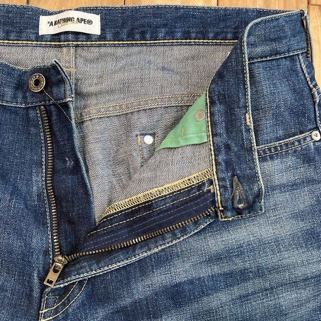 Bape FIRE BAPE LOGO Denim Shorts a bathing ape Flame NIGO ★size L Size US 34 / EU 50 - 6 Thumbnail
