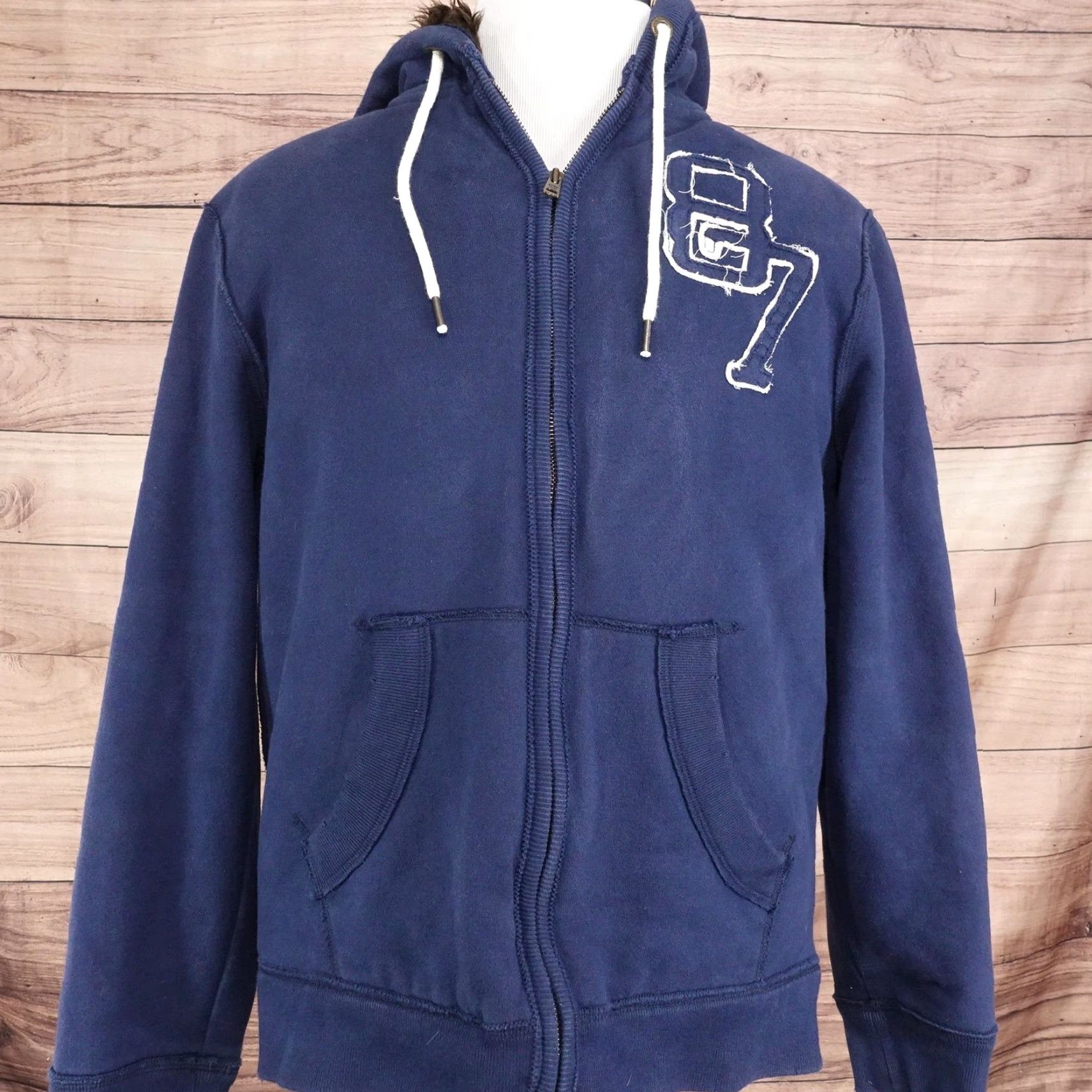 Aeropostale VINTAGE Aeropostale Hoodie Mens L Blue Full Zip Faux Fur Lined AERO Sherpa Y2K VTG 00s Size US L / EU 52-54 / 3 - 3 Thumbnail