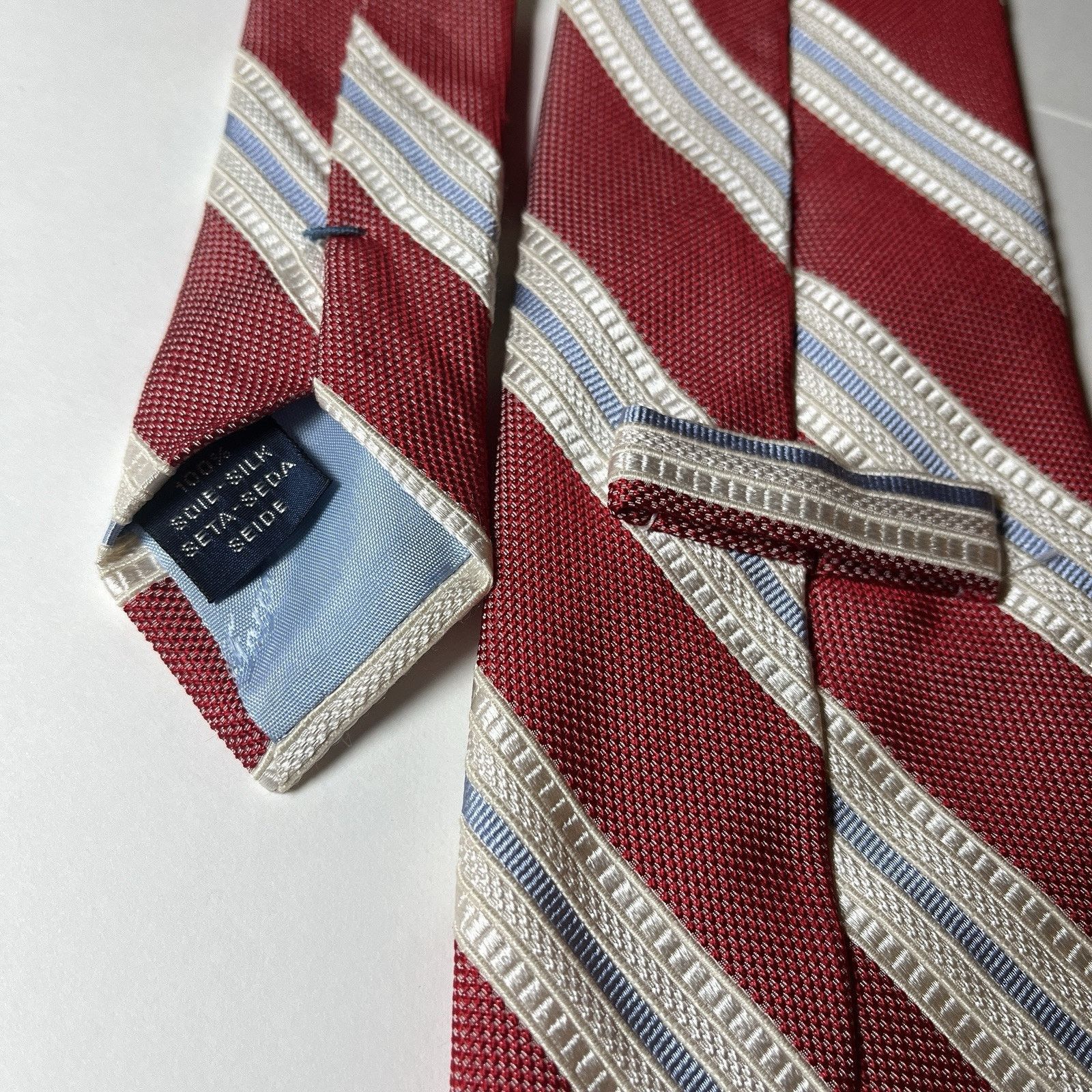 Faconnable Faconnable Necktie Red Blue White Striped Silk Italy Tie Size ONE SIZE - 3 Thumbnail