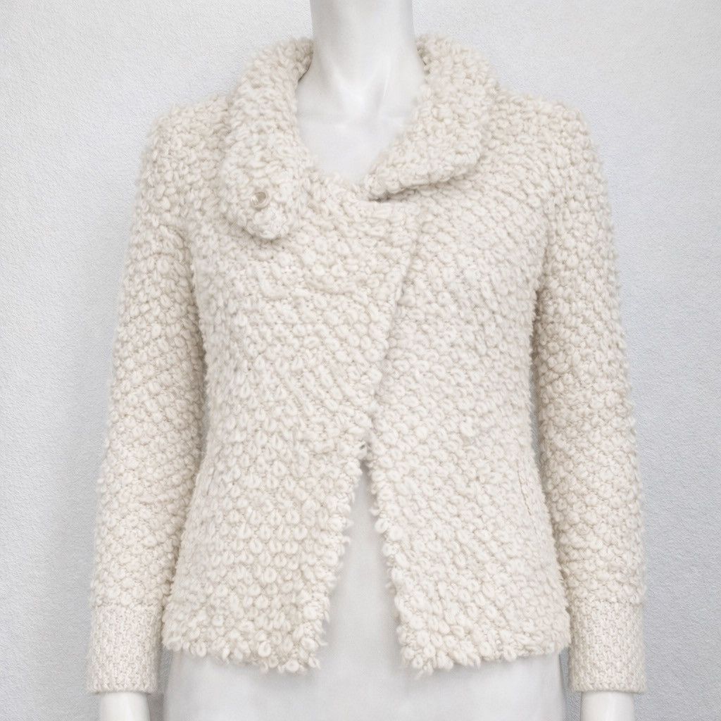Iro IRO Jacket Sweater Caty Cream Loop Stitched Knit Blazer Sz 6 Size M / US 6-8 / IT 42-44 - 2 Thumbnail