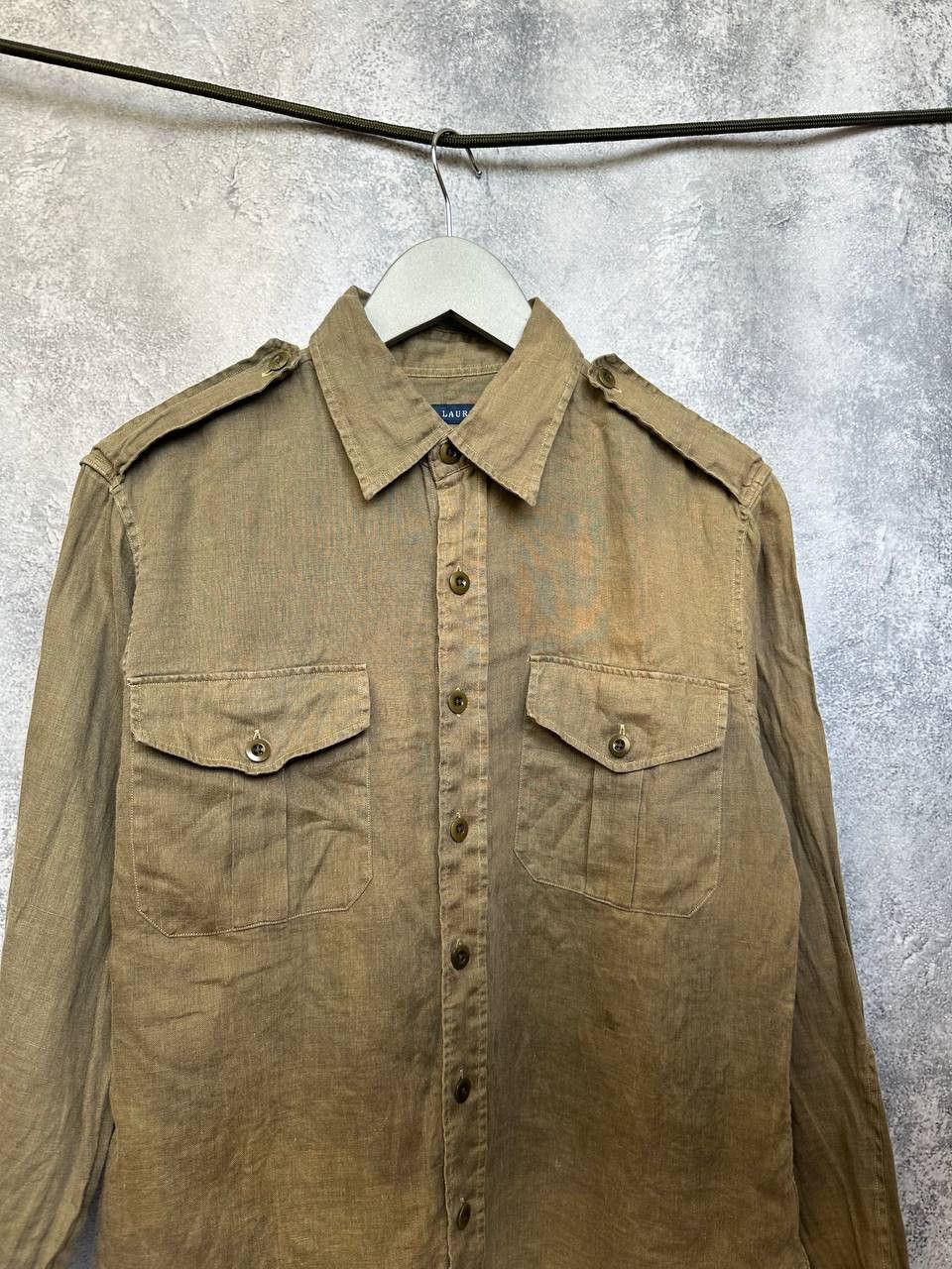 Ralph Lauren Ralph Lauren 100% Linen Vintage Military Sunfaded Shirt LS Size M / US 6-8 / IT 42-44 - 5 Thumbnail