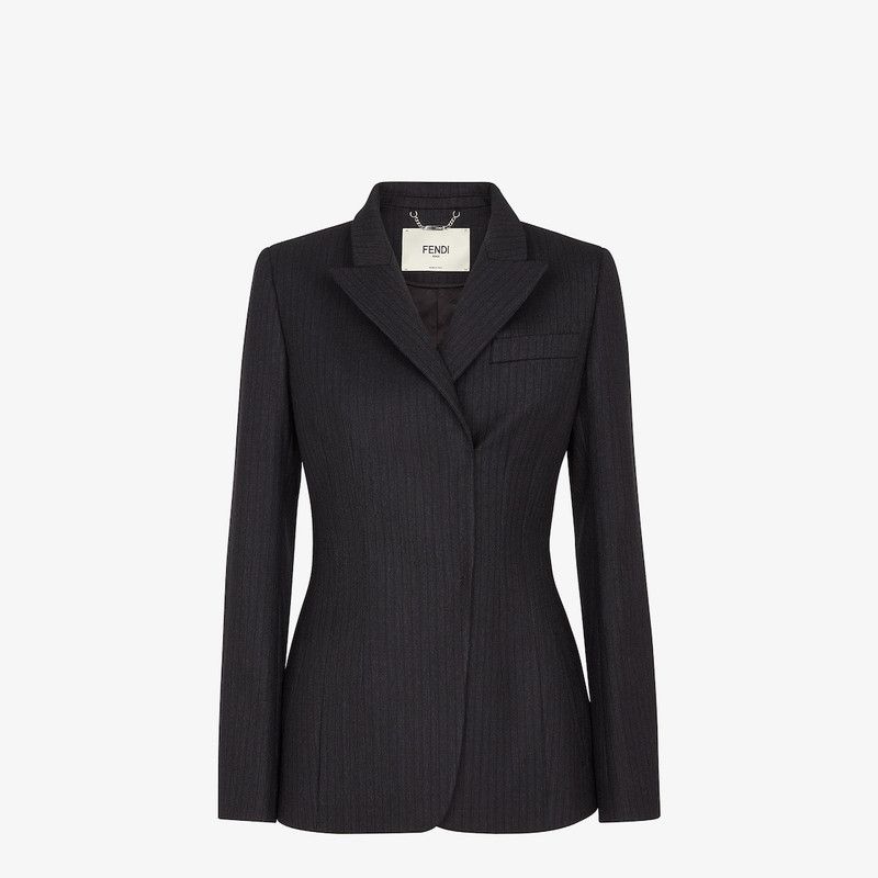 o1loc1c0126 Stella Pinstriped Wool Blazer in Blue