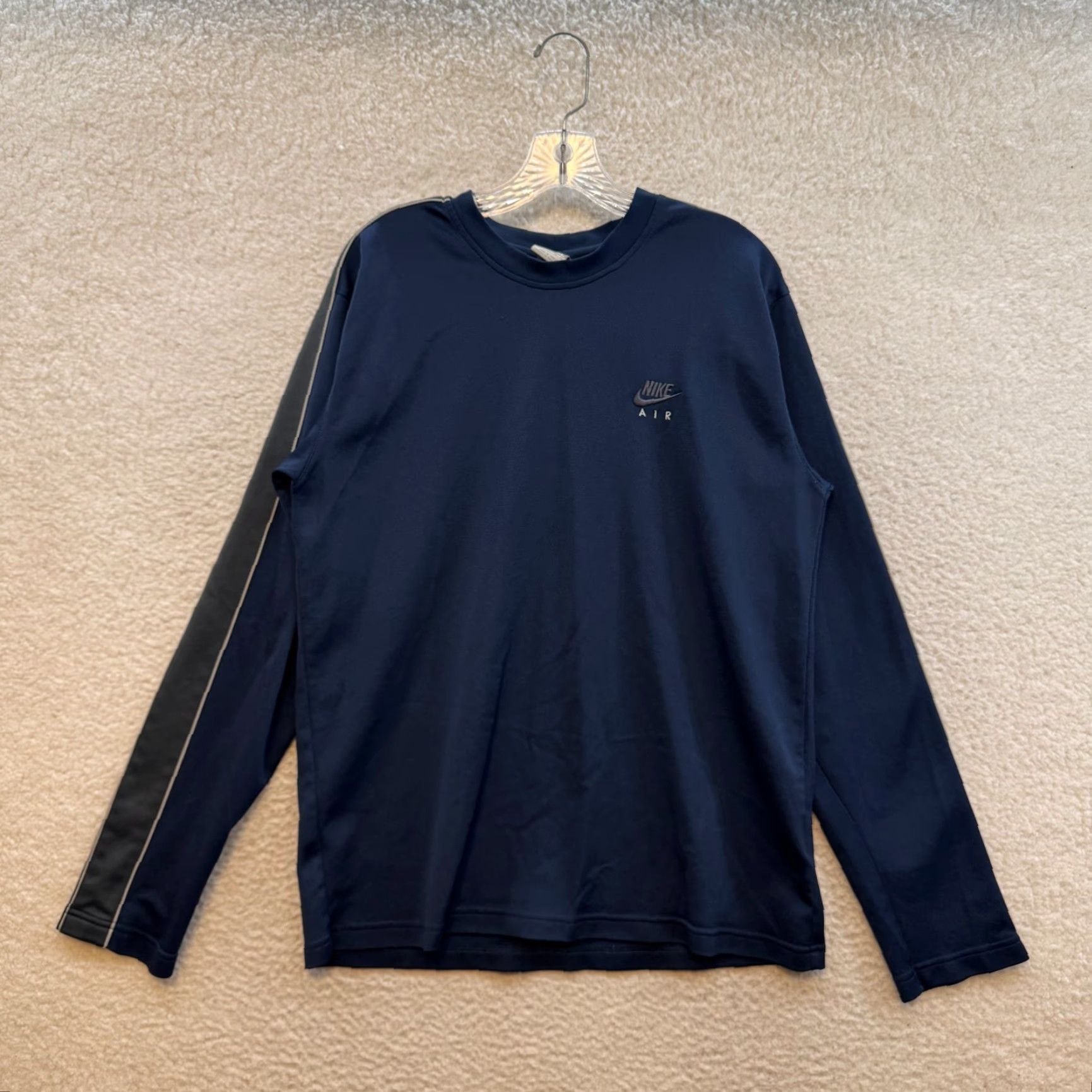 Nike VINTAGE Nike Air Long Sleeve Shirt XL Mens Navy Blue Striped Streetwear Y2K Size US XL / EU 56 / 4 - 2 Thumbnail