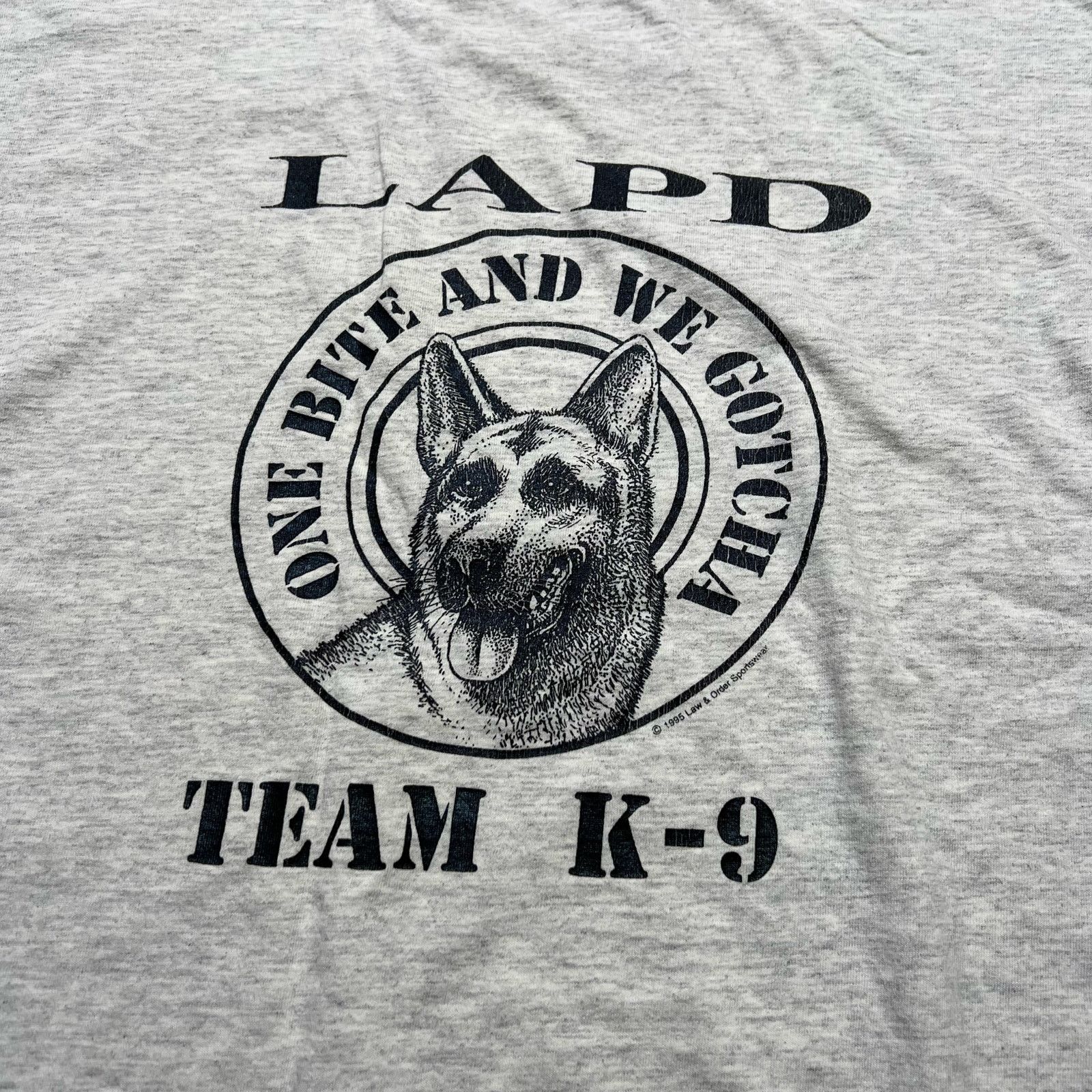 Jerzees Vintage LAPD Team K-9 T-Shirt One Bite and We Gotcha 1995 XL Size US XL / EU 56 / 4 - 5 Thumbnail