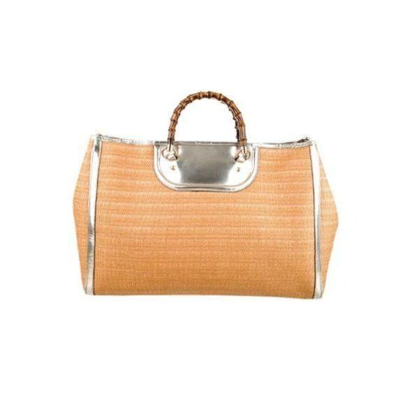 Gucci GUCCI XL Bamboo Raffia Tote Size ONE SIZE - 4 Thumbnail