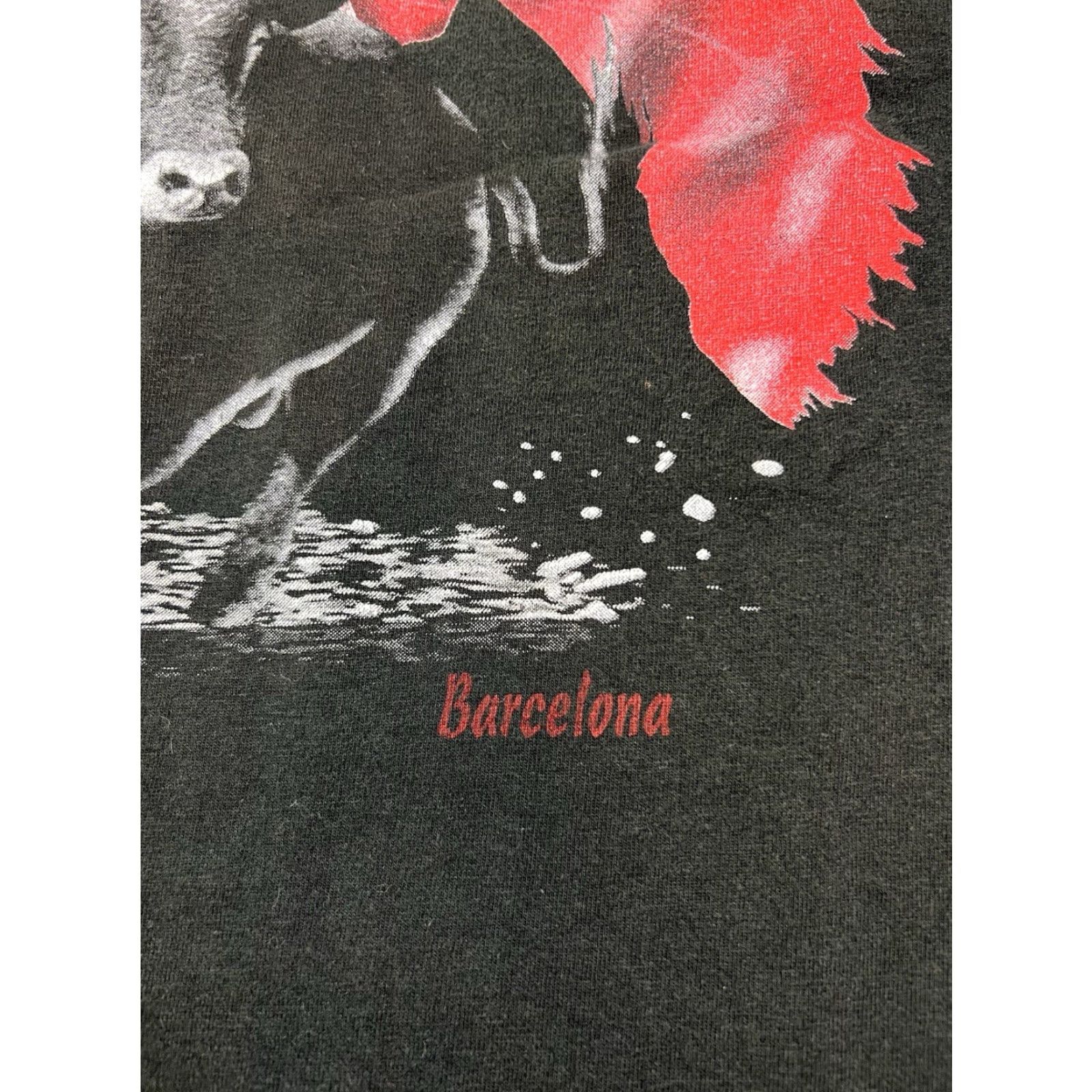 Vintage VINTAGE Safon Barcelona Spain Bull Black T Shirt 2XL Men Graphic Print Short Sleeve Retro Cowboy Sports Mens Size US XXL / EU 58 / 5 - 6 Thumbnail