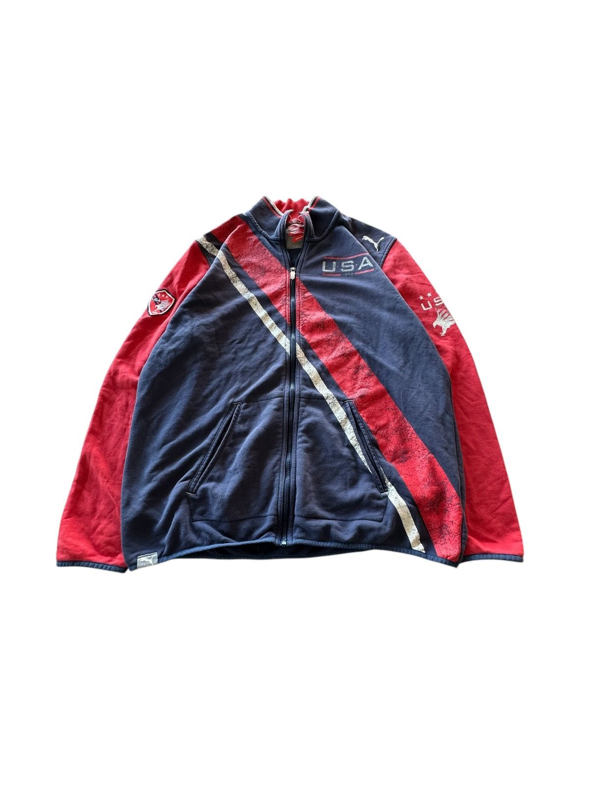 Puma Puma Boxy USA Retro 1990 Zip Up USA Patch Oversized Jacket Size US XL / EU 56 / 4 - 1 Thumbnail