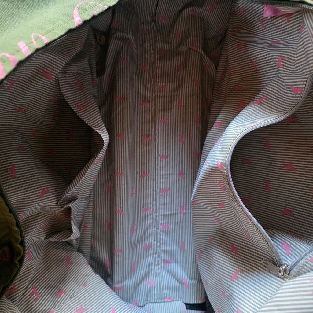 Victoria's Secret ☆RARE☆ PINK Olive Green and Pink Graphic Weekend Duffel Size ONE SIZE - 12 Thumbnail
