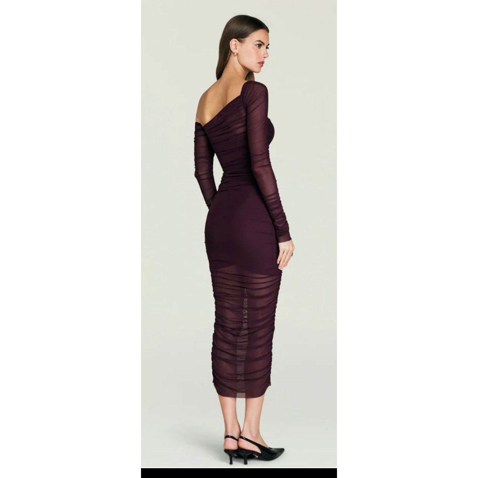 SER.O.YA NEW SEROYA Chantae Mesh Dress in Merlot Size Small Size S / US 4 / IT 40 - 2 Thumbnail
