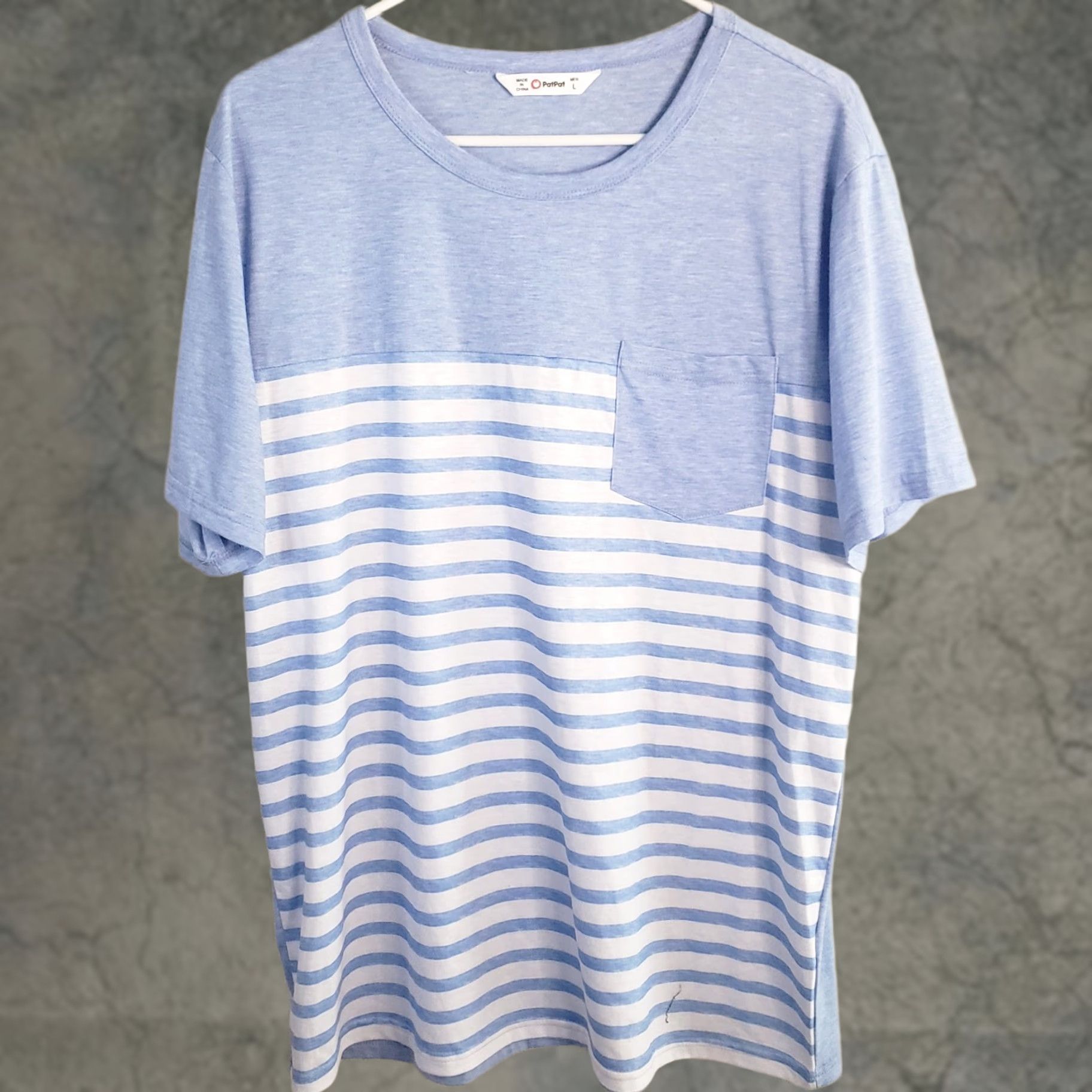 Vintage Pat Pat Pocket T-Shirt Mens Large Blue Striped Cotton Tee Short Sleeve Size US L / EU 52-54 / 3 - 1 Thumbnail