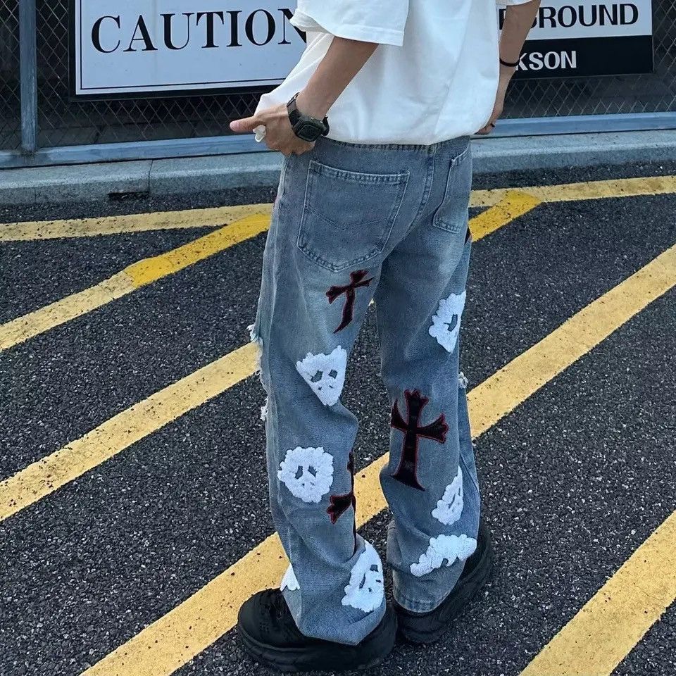 Japanese Brand × Vintage Newly High Street Wear Men's Jeans Ripped Loose Casual Denim Size US 32 / EU 48 - 2 Thumbnail