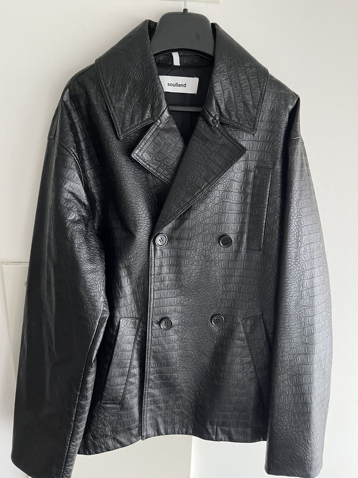 Soulland Super Rare Brand New Croc Embossed Leather Blazer Jacket Size US XL / EU 56 / 4 - 1 Thumbnail