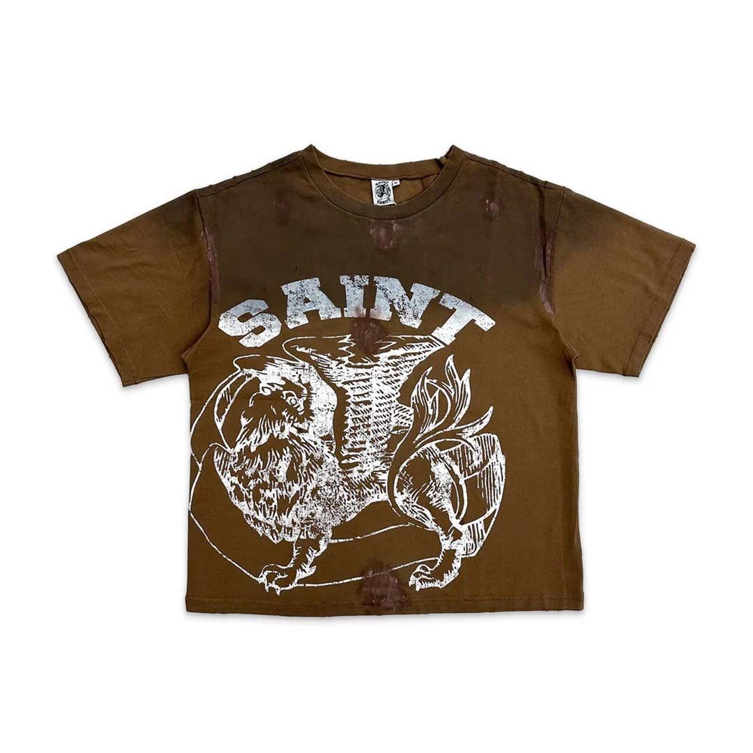 Saint Vanity Griffin Tee Distressed Dirty Washed Brown Size US XL / EU 56 / 4 - 1 Preview