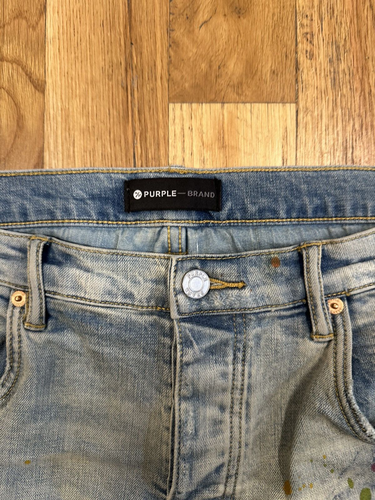 Purple Brand Purple Brand Patched Paint Splatter Blue Denim Jeans Size 36 Size US 36 / EU 52 - 3 Thumbnail