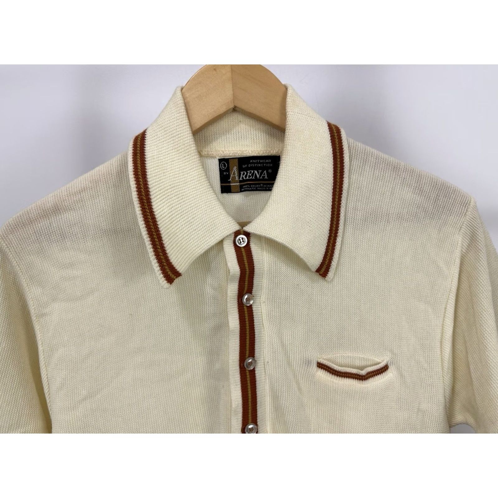 Vintage VINTAGE Arena Rockabilly Orlon Polo Shirt L 60s Cream Mens Size US L / EU 52-54 / 3 - 5 Thumbnail