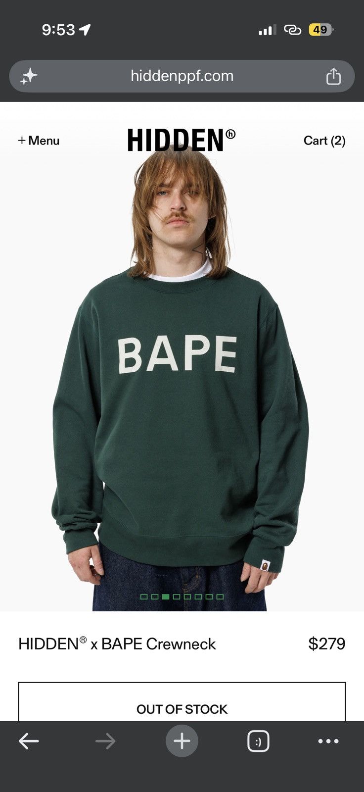 Bape BAPE X HIDDEN BATHING APE CREWNECK - XL - GREEN Size US XL / EU 56 / 4 - 5 Thumbnail