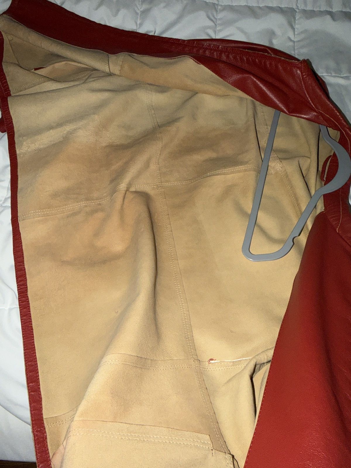 Vintage Vintage La Matta Double Zip Red Leather Jacket Size US M / EU 48-50 / 2 - 7 Thumbnail