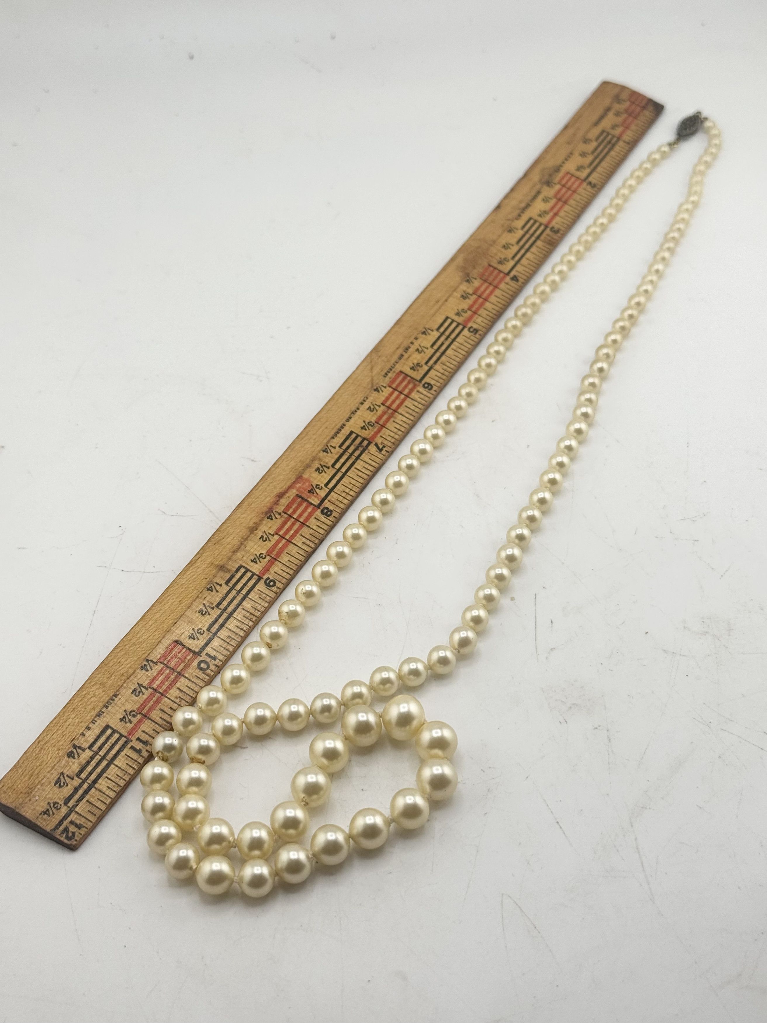 Vintage Vintage faux pearl sterling filigree clasp beaded necklace Size ONE SIZE - 2 Thumbnail