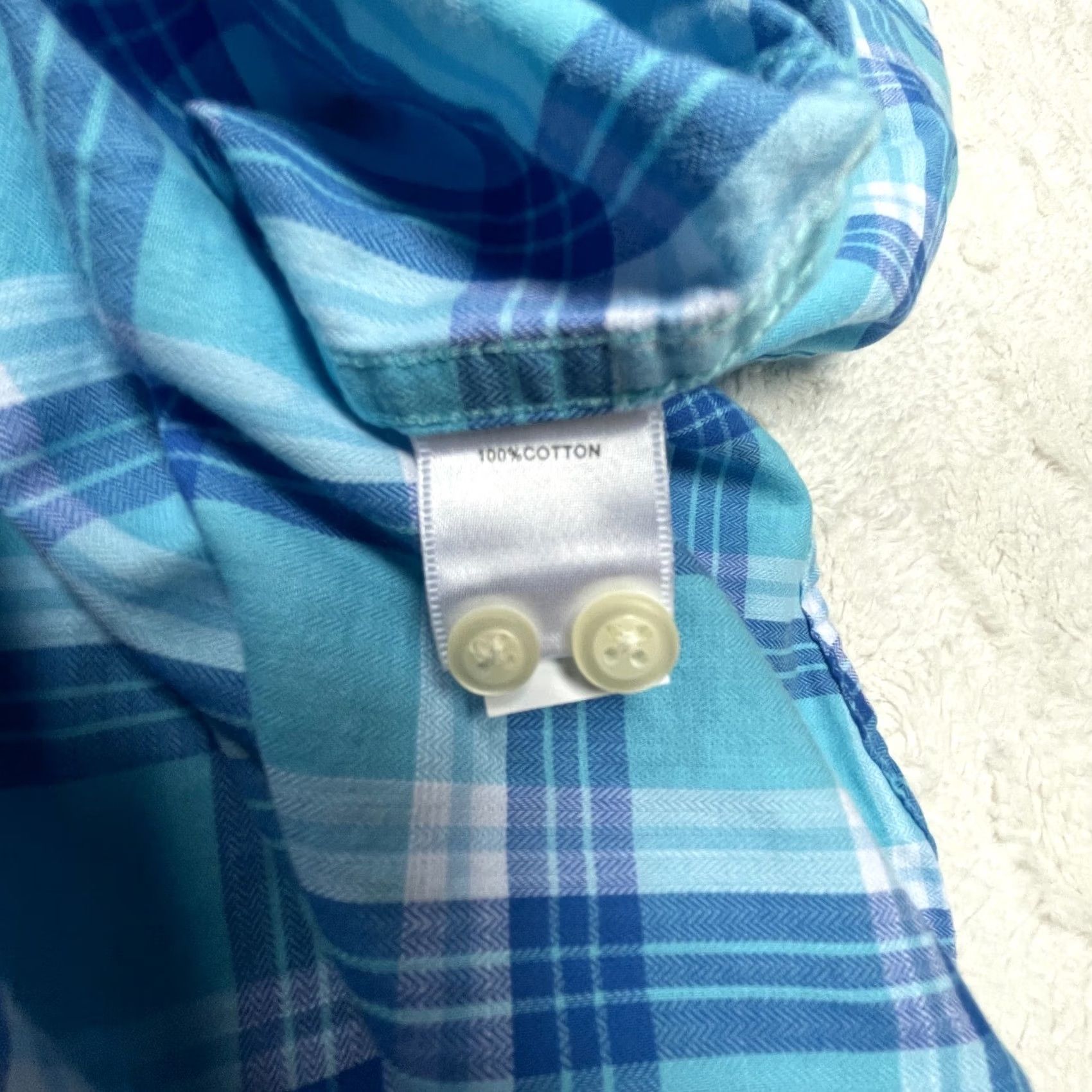 Peter Millar Peter Millar Mens Plaid Shirt Button-Up Short Sleeve XL Blue 100% Cotton Size US XL / EU 56 / 4 - 4 Thumbnail