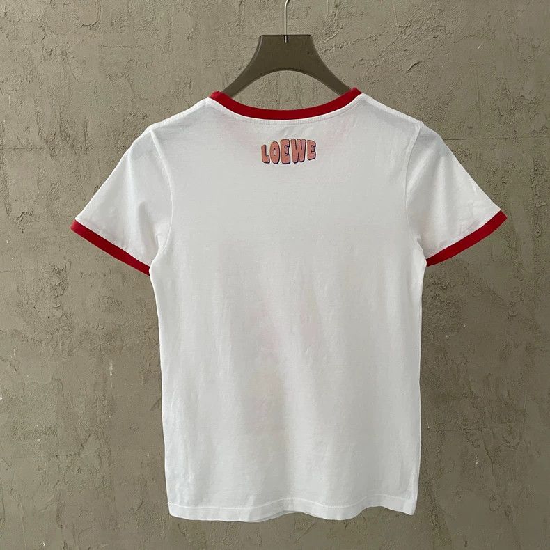 Loewe LOEWE White oyster platter printed red border short sleeve Size XS / US 0-2 / IT 36-38 - 3 Thumbnail