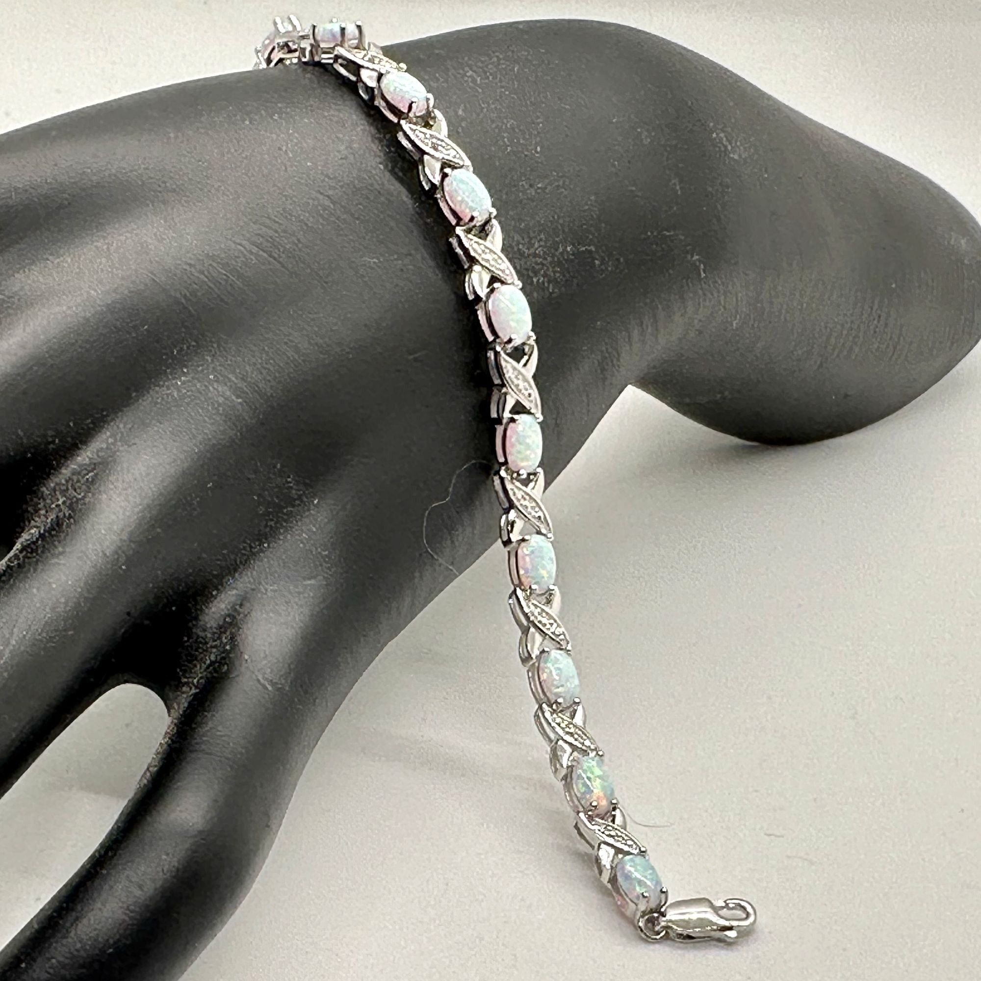 Other XO Infinity Bracelet Lab Created Opal and Diamond Accent in Size ONE SIZE - 1 Thumbnail