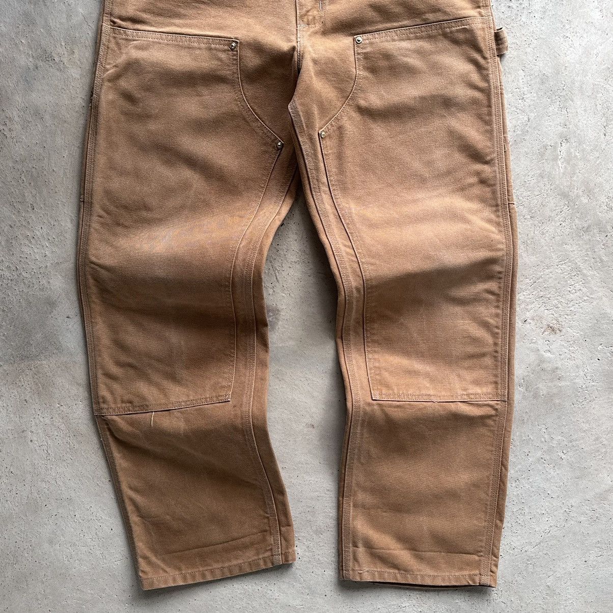Carhartt (33x31.5) Crazy Faded 90s Carhartt Double Knee Brown/Tan Size US 33 - 3 Thumbnail