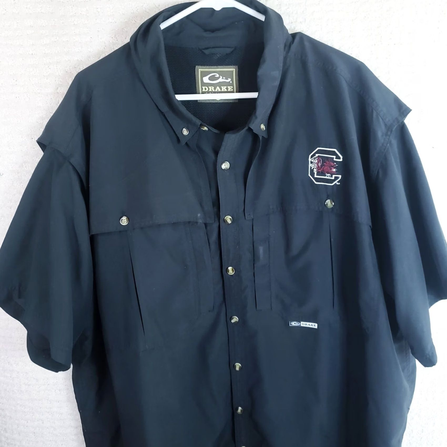 Vintage Drake Vented Shirt Men's XXL Black South Carolina Gamecocks Logo SS Button Size US XXL / EU 58 / 5 - 2 Thumbnail