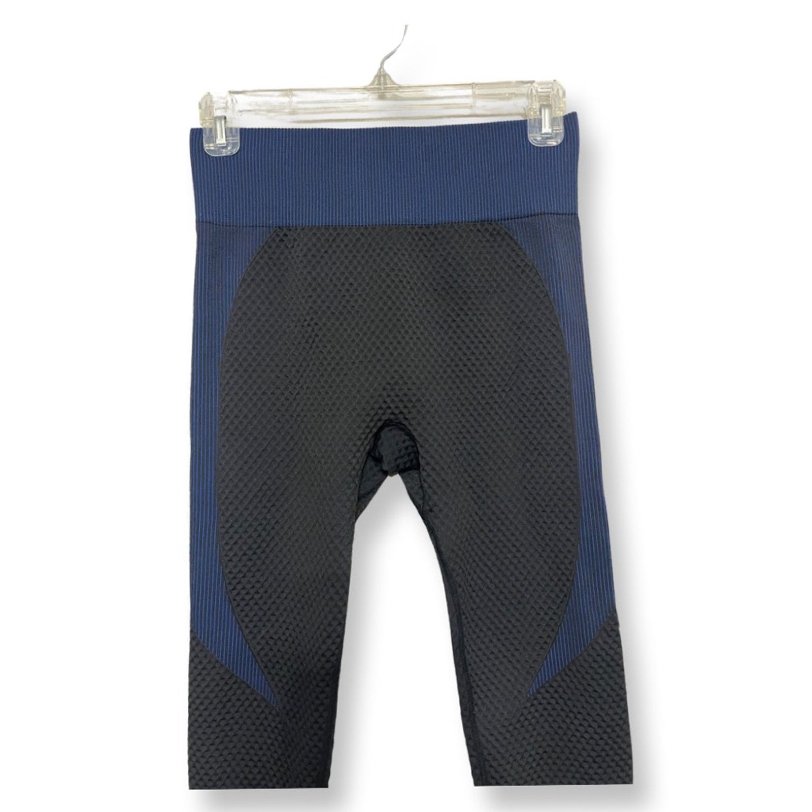 Other High Rise Leggings Color Block Seamless Textured BlackBlue L Size 34" / US 12 / IT 48 - 6 Thumbnail