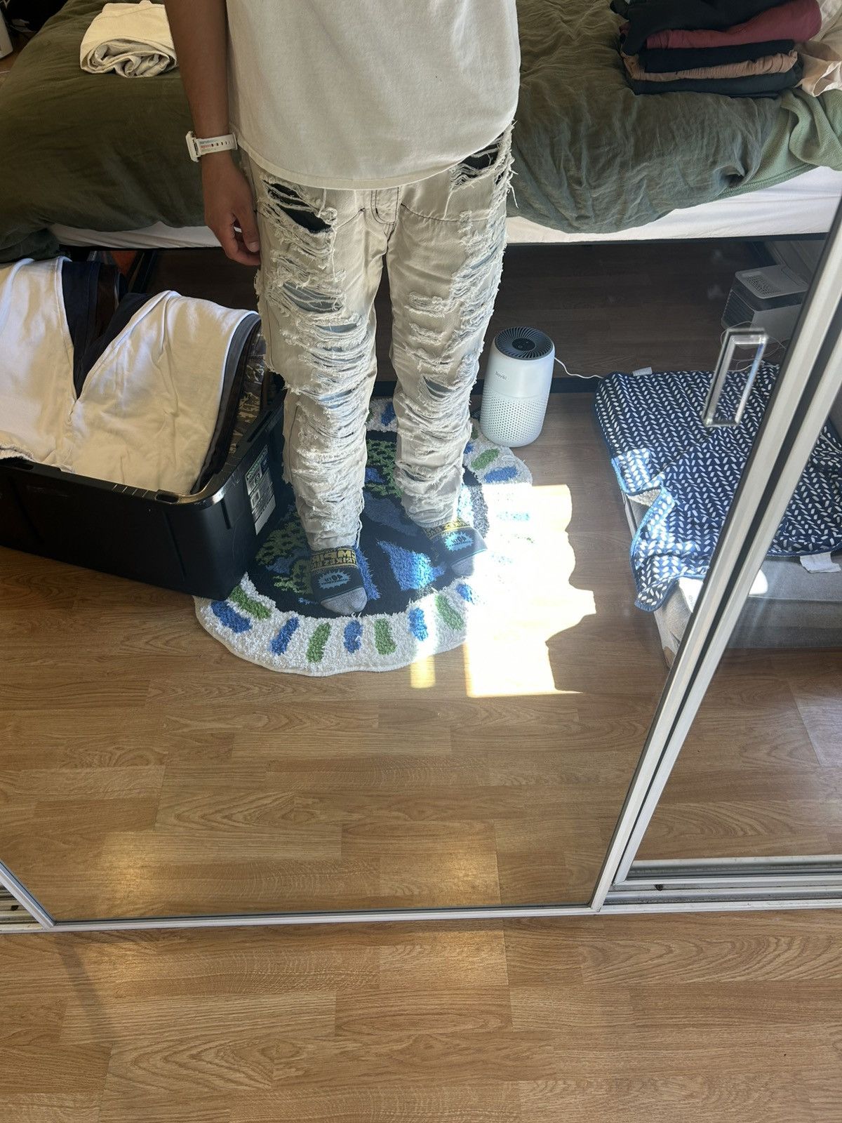 Siberia Hills Siberia hills torn jeans double layered sandgrey/blue Size US 34 / EU 50 - 5 Thumbnail
