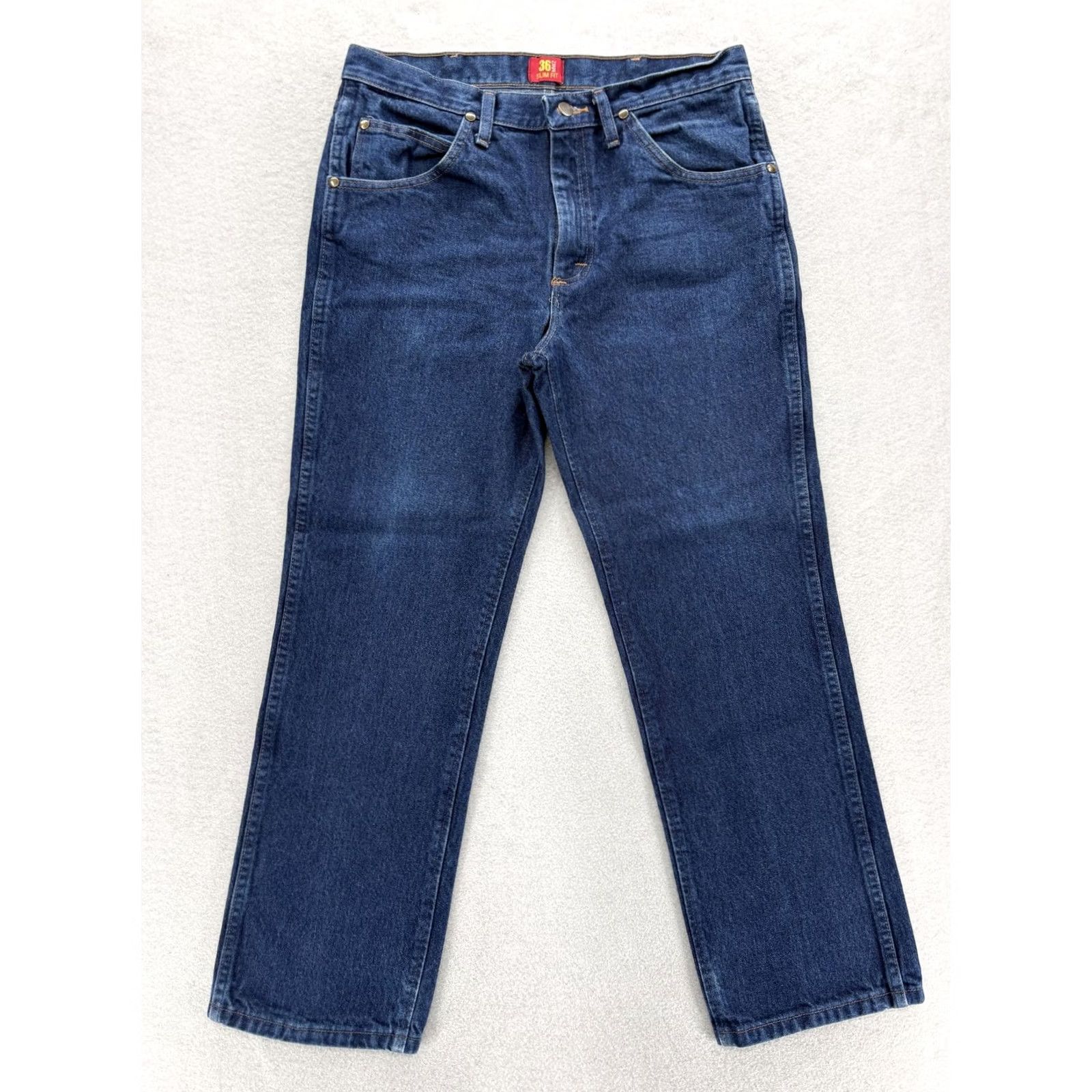 Wrangler Mens Wrangler Cowboy Cut Jeans Slim Straight Denim Dark Wash Blue 34x29 36MWZPD Size US 34 / EU 50 - 2 Thumbnail