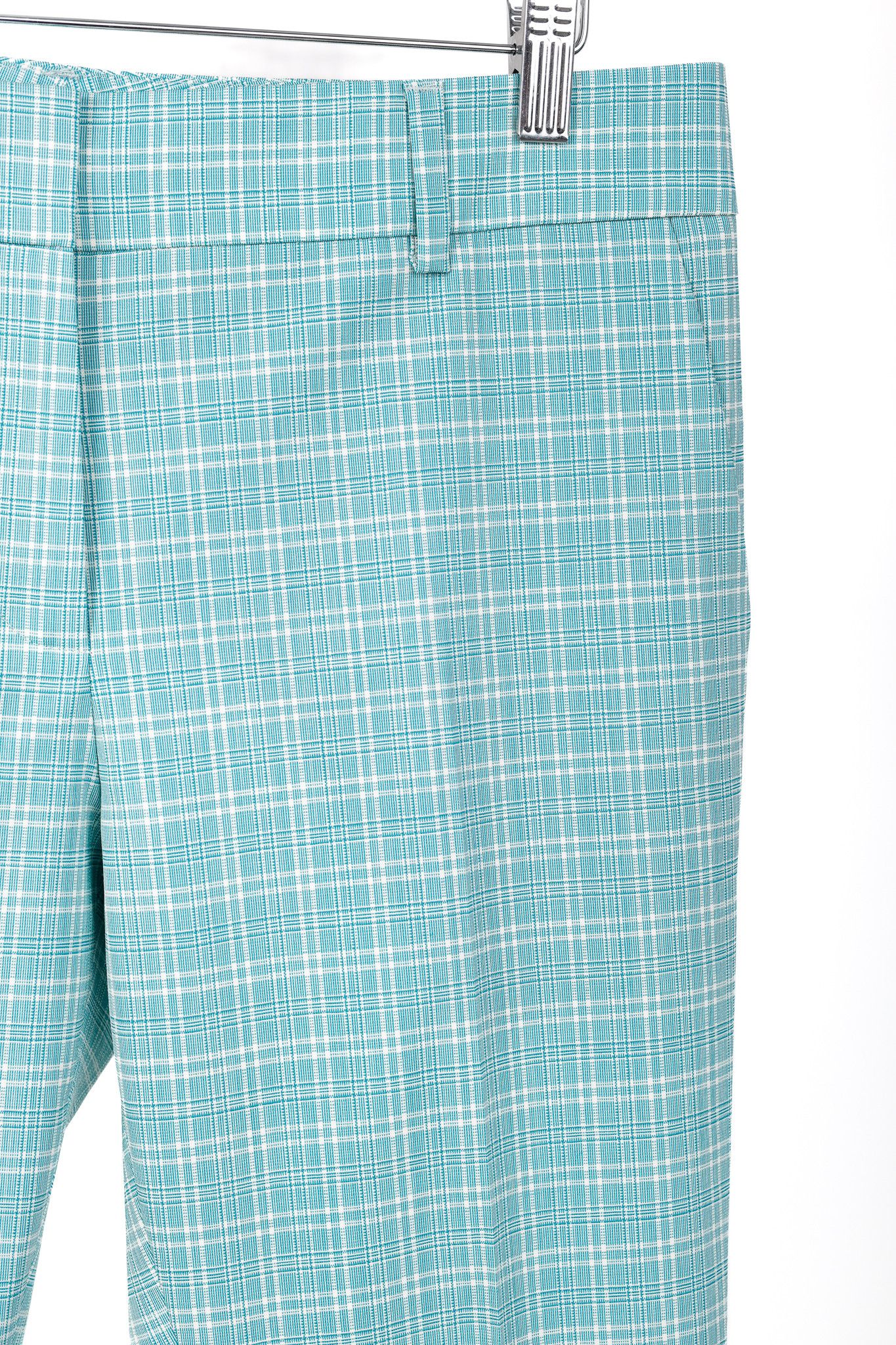 Etro Etro Teal Plaid Wool Straight-Leg Trousers Size 33" - 5 Thumbnail