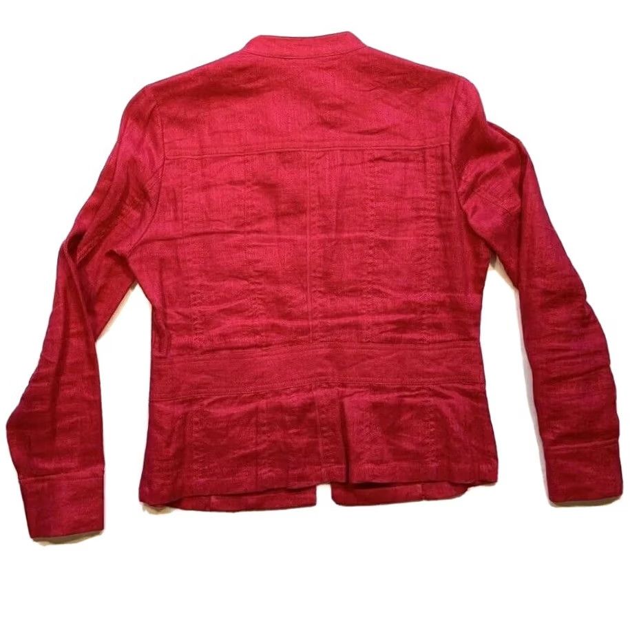 Coldwater Creek Coldwater Creek Jacket Womens 6 100% Linen Button Front Long Sleeve Pockets Pink Size M / US 6-8 / IT 42-44 - 2 Thumbnail