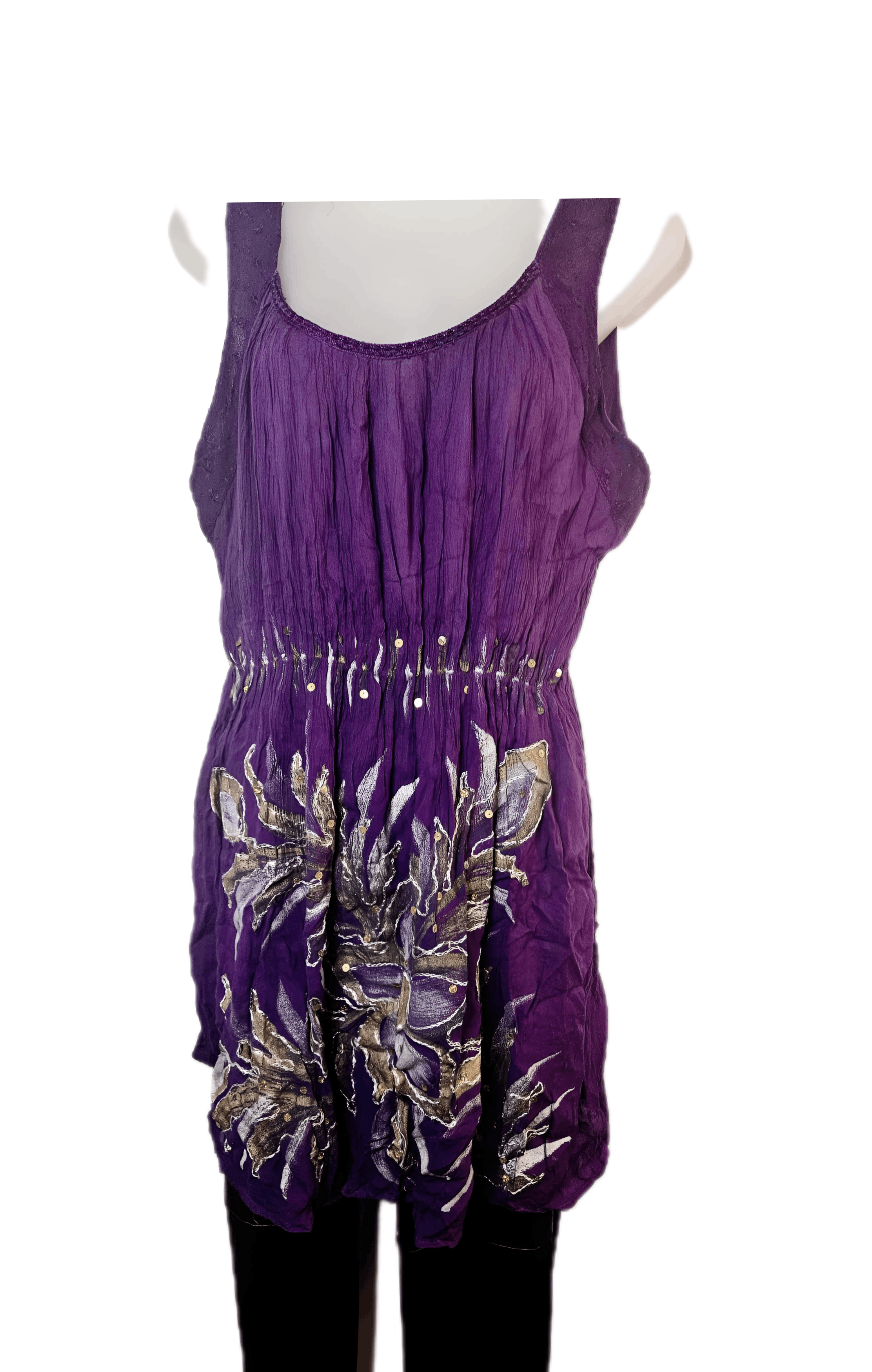 Other VINTAGE 1980S HAND-PAINTED PURPLE MINI BOHO DRESS Size M / US 6-8 / IT 42-44 - 3 Thumbnail