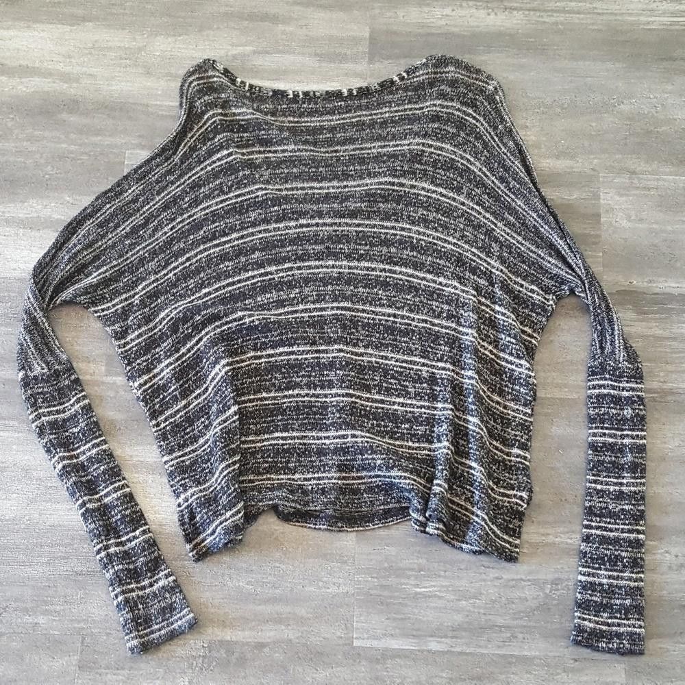 Designer Black Pinstriped Melville Sweater Long Sleeve Size ONE SIZE - 2 Thumbnail